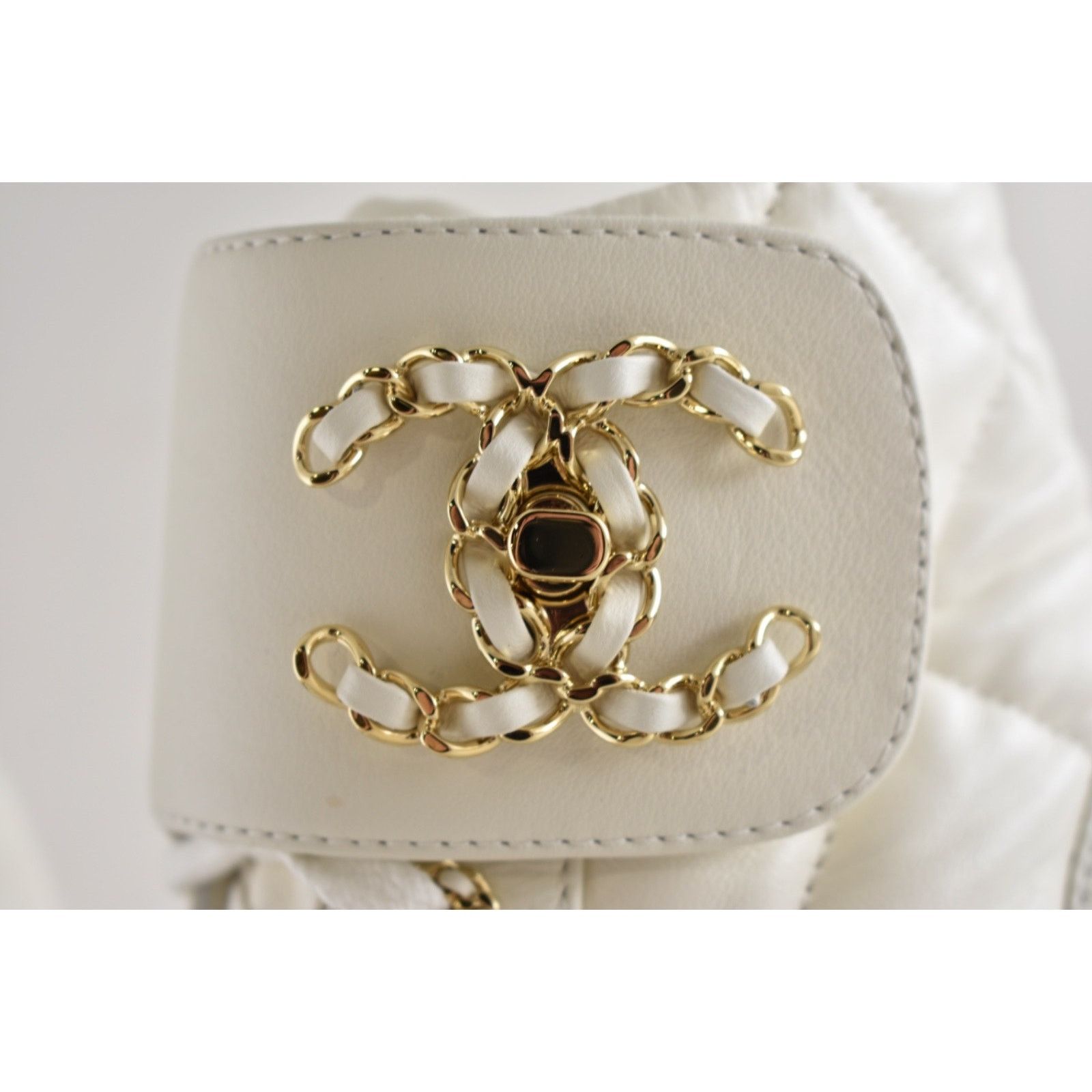 Chanel Chanel 24B White Quilt Gold CC Chain Combat Boots 37c Size US 6 / IT 36 - 20 Thumbnail