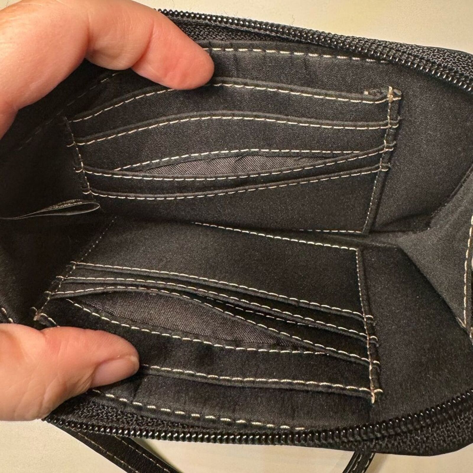 Fossil Fossil Leather Trim Canvas Wristlet Wallet Black/Brown Size ONE SIZE - 5 Thumbnail