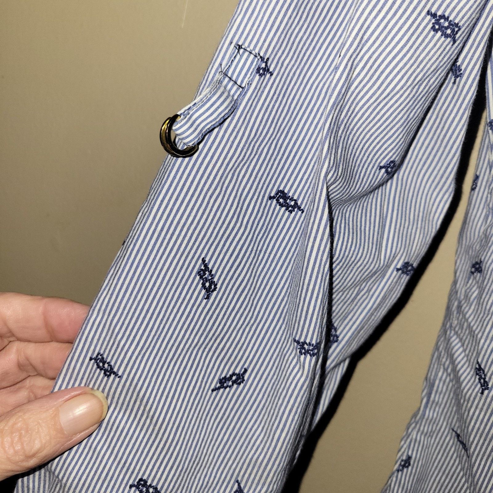 Zara ZARA Basic M Blue White Pinstriped Cotton Blend Shirt Boat Size M / US 6-8 / IT 42-44 - 4 Thumbnail