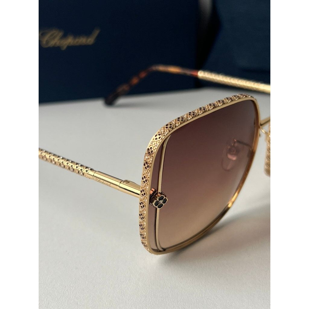 Chopard NEW Chopard SCHG33S Gold Brown Square Sunglasses $1400 Size ONE SIZE - 7 Thumbnail