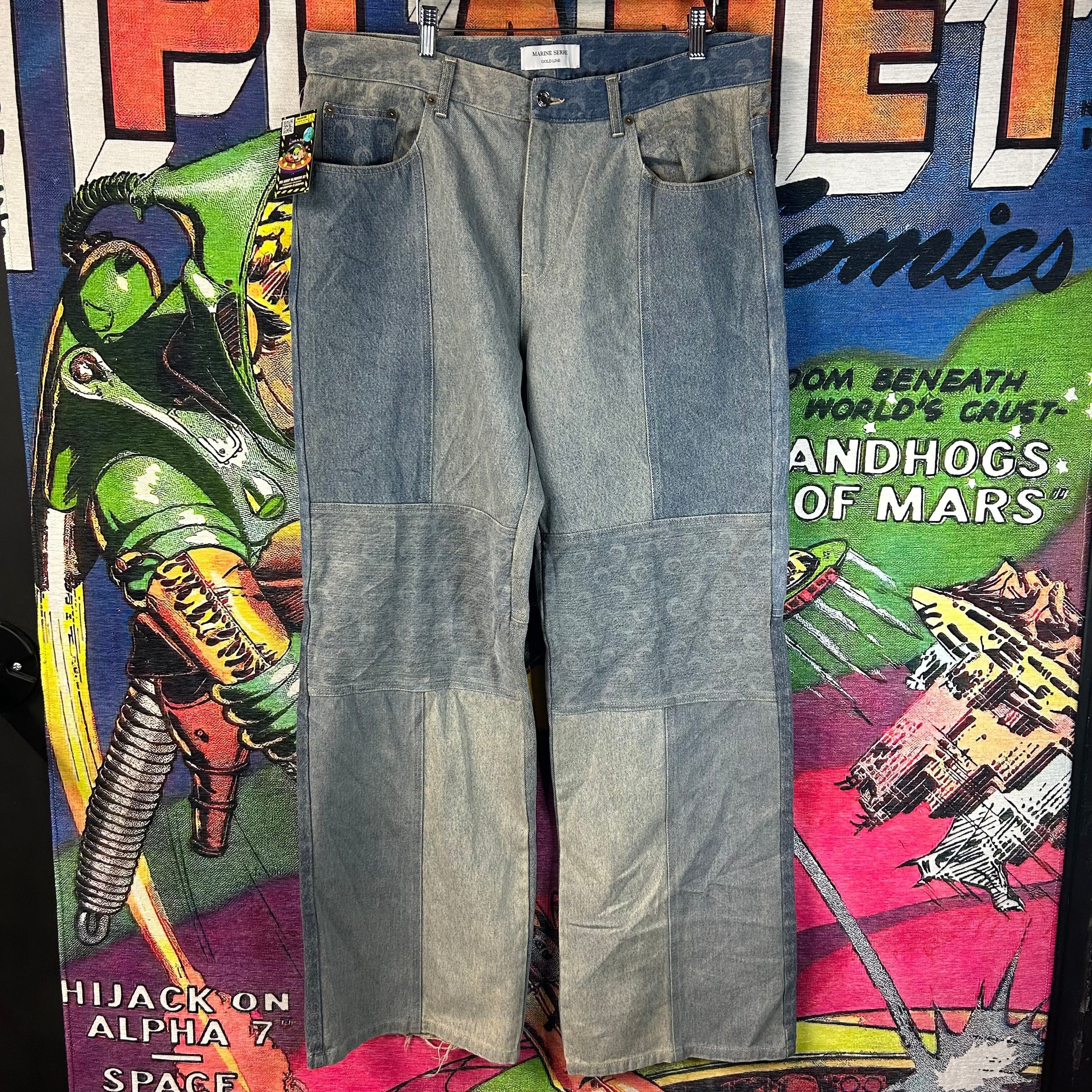 Marine Serre Marine Serre Regenerated Denim Wild Leg Pants Size XXL / 38” Size US 38 / EU 54 - 1 Thumbnail