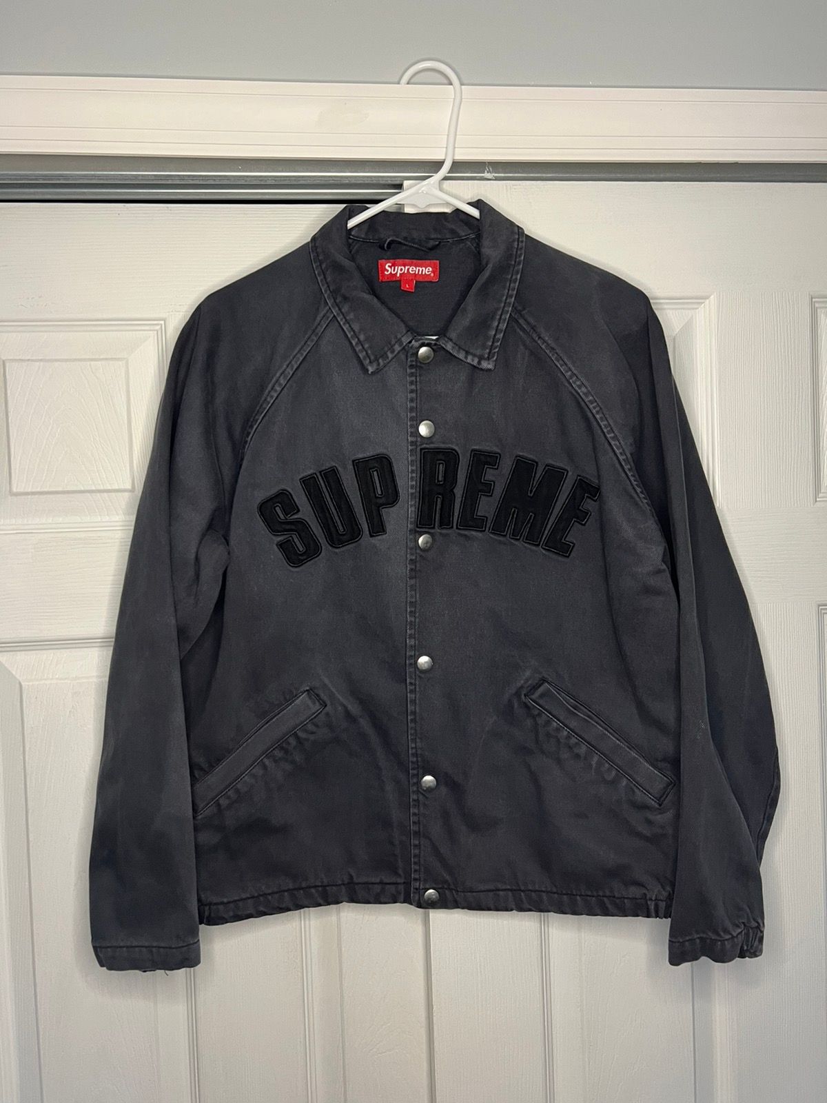 Pre-owned Supreme Arc Logo Denim Jacket In Black