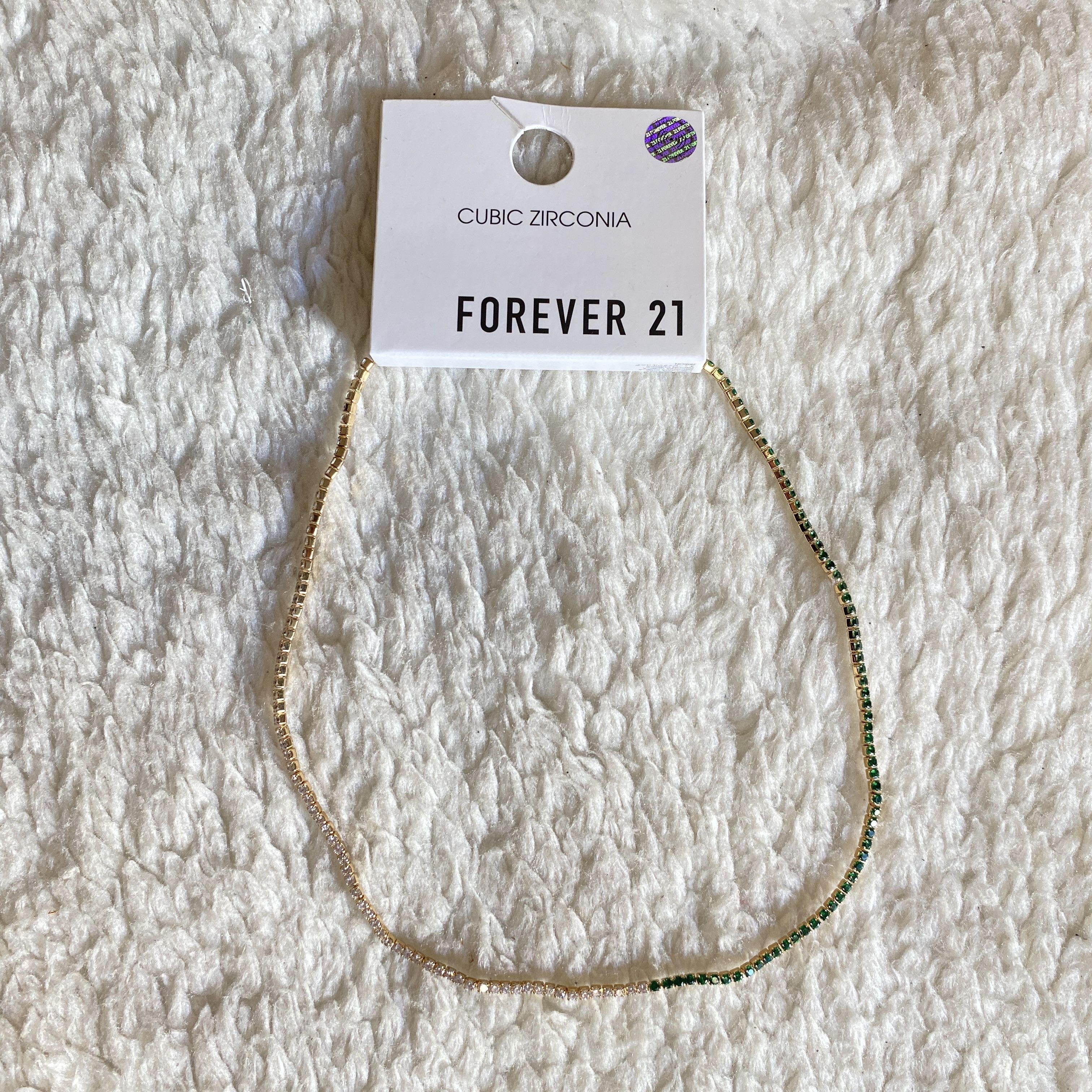 Forever 21 Forever 21 Green & Clear CZ Tennis Choker Necklace Size ONE SIZE - 13 Thumbnail