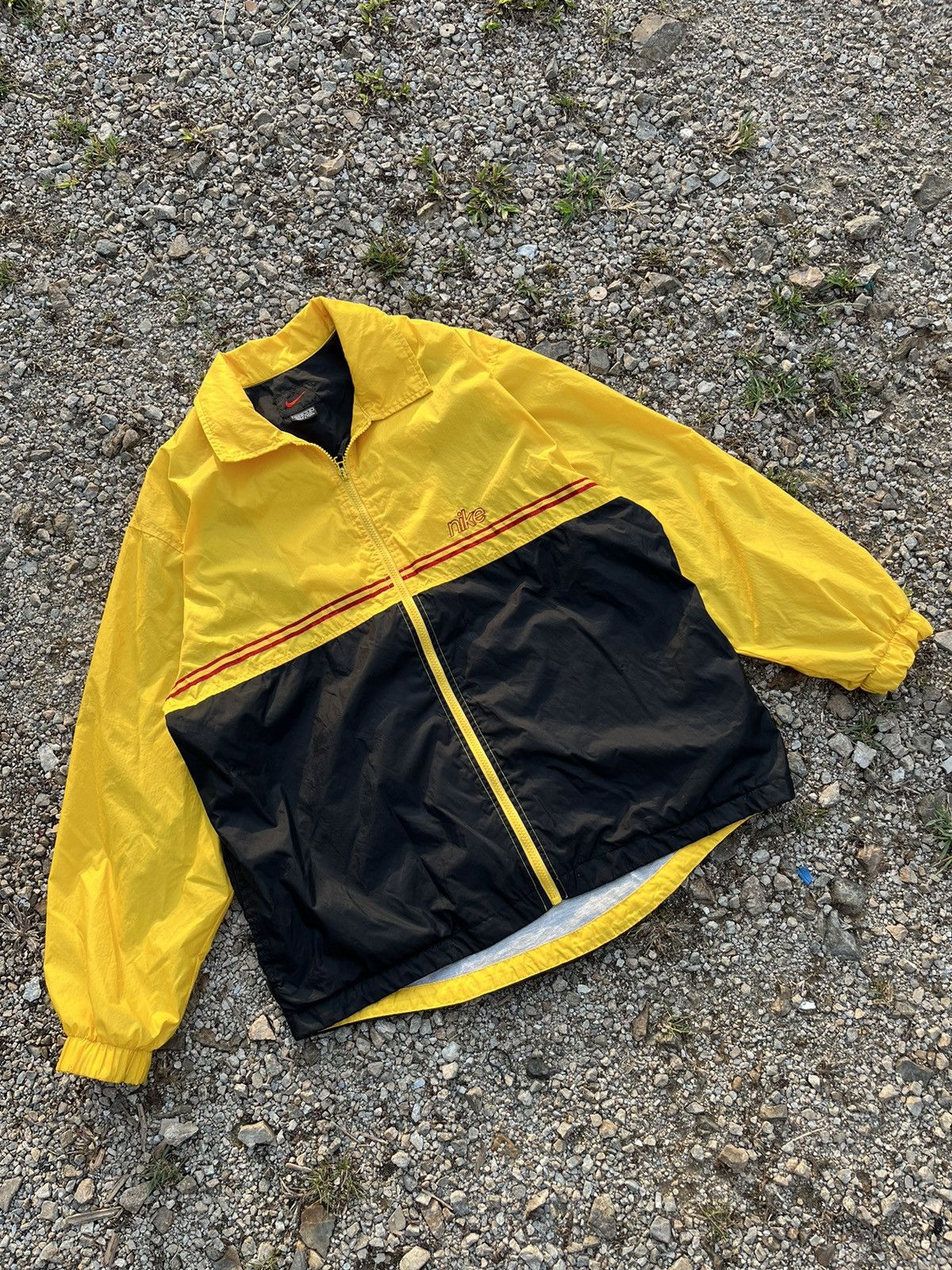 Nike × Vintage 🔥Vintage Nike Big Swoosh Embroidery Zipper Jacket 90s Size US XL / EU 56 / 4 - 2 Thumbnail