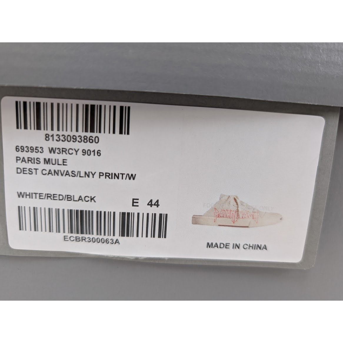 Balenciaga o1rshd1 Dest Canvas Paris Mule in White/Red/Black Size US 11 / EU 44 - 17 Thumbnail