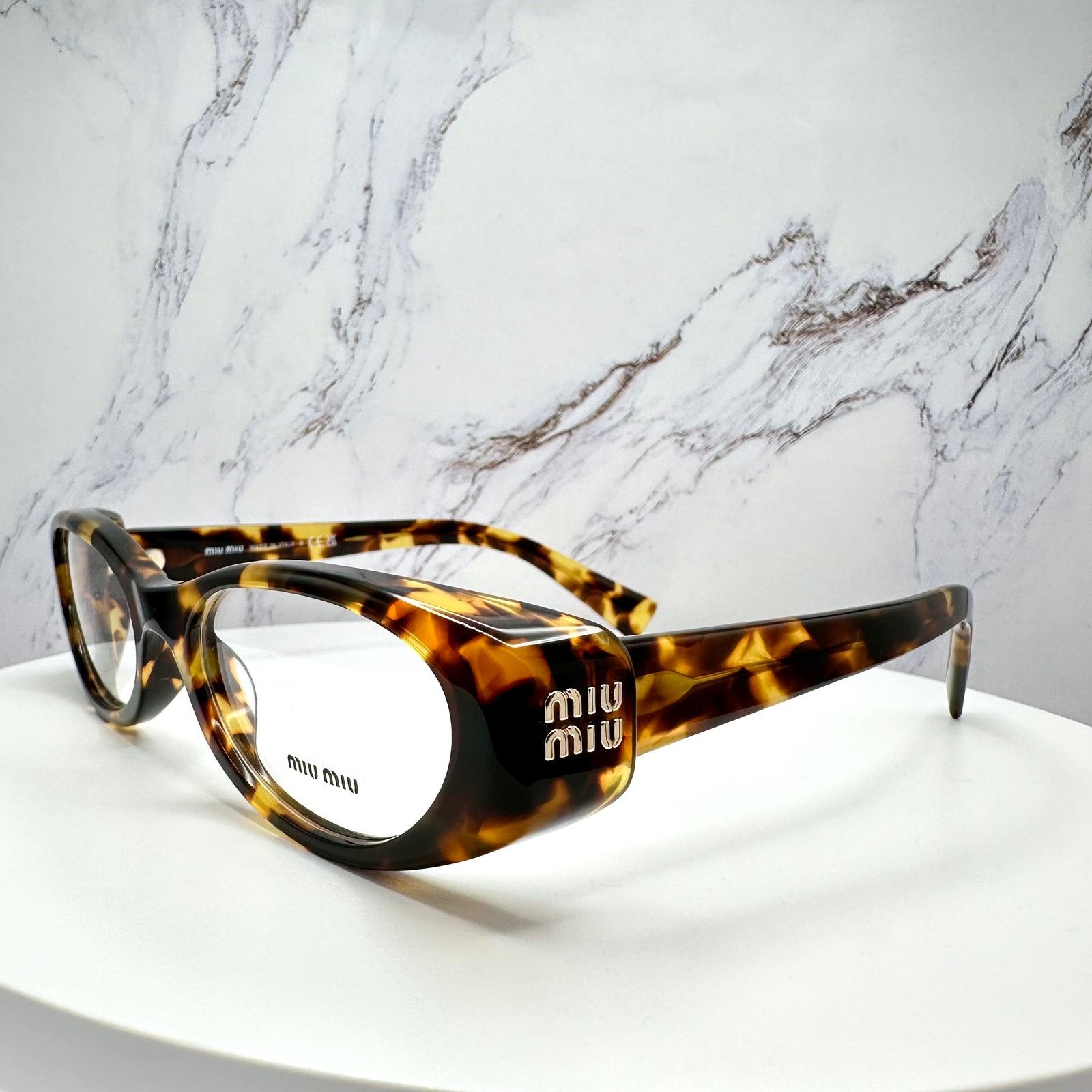 Miu Miu New MIU MIU Eyeglasses Brown Oval 53 Honey Havnana Rx-able Size ONE SIZE - 18 Thumbnail