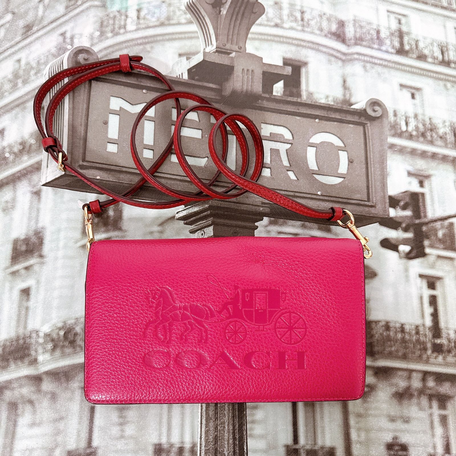 Coach Coach C5887 Anna Foldover Clutch Crossbody Horse Carriage Size ONE SIZE - 6 Thumbnail