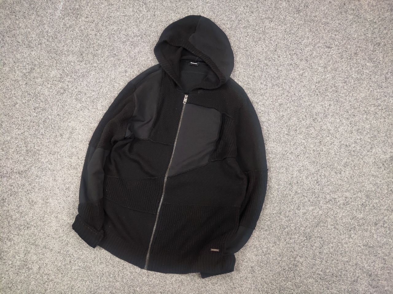 Diesel Diesel Patchwork Wool Blend Black Zip Mens Hoodie Y2K Style Size US XL / EU 56 / 4 - 3 Thumbnail