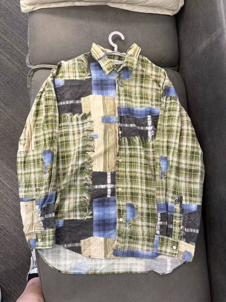 Acne Studios size:50 A light green color-blocking oil pain