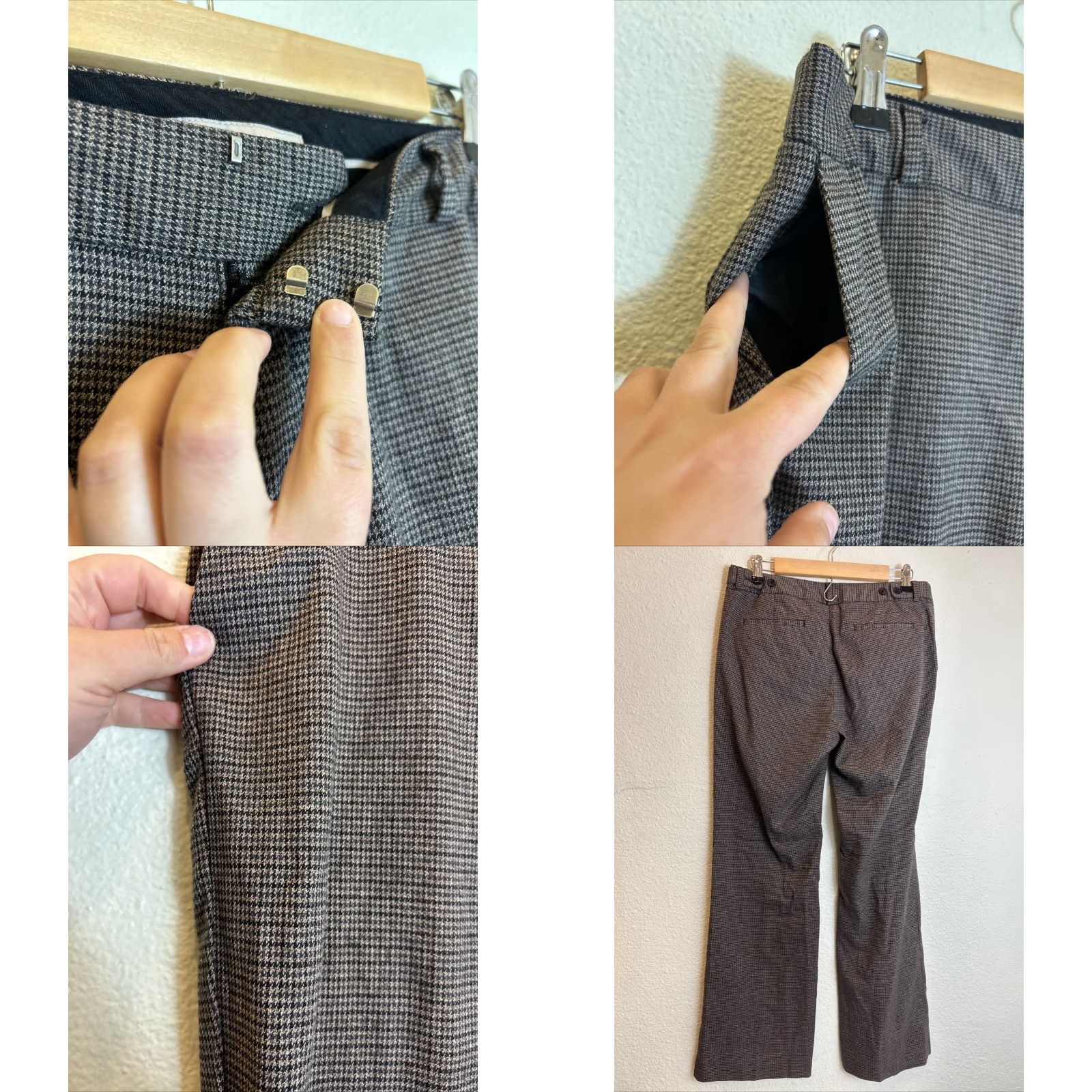 Banana Republic VINTAGE Banana Republic Pants Womens Size 10 Brown Houndstooth Polyester Relaxed Dress Pants 32x32 Size 32" / US 10 / IT 46 - 8 Thumbnail