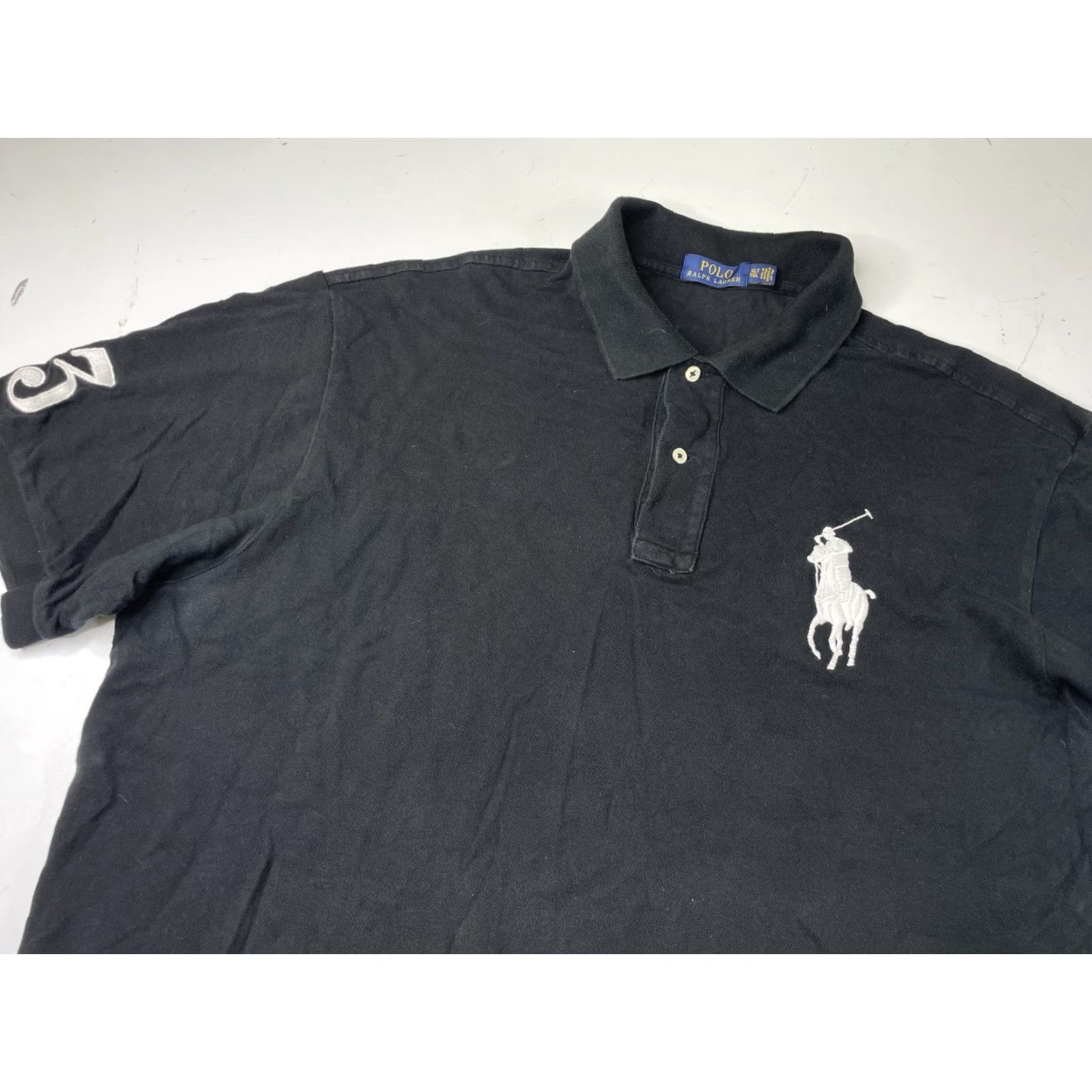Polo Ralph Lauren VINTAGE Polo Ralph Lauren Black Big Pony Rugby Polo Shirt XLT Men Large Pony 3 Rugby 100% Cotton Short Sleeve Size US XL / EU 56 / 4 - 2 Thumbnail