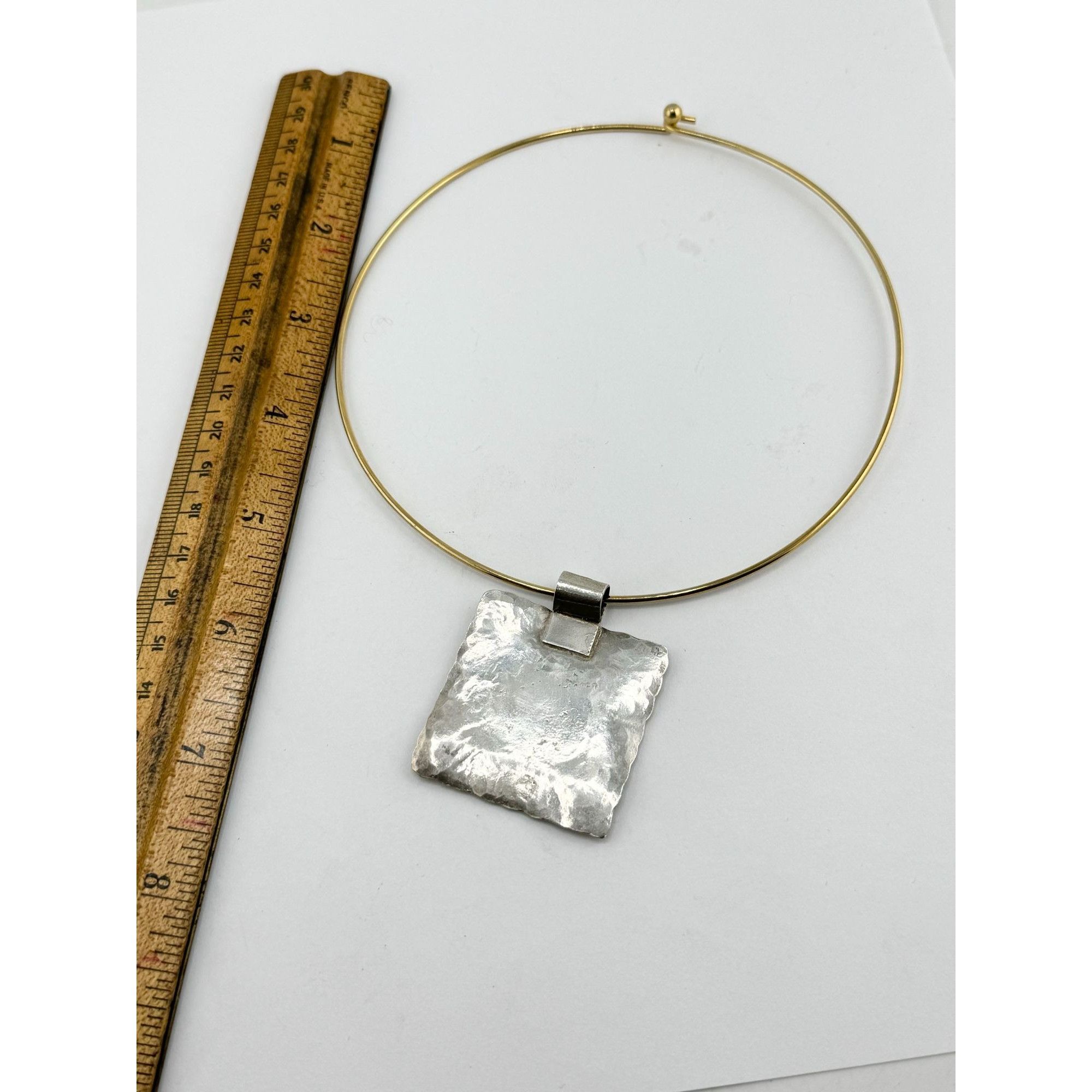 Vintage Vintage geometric modernist two tone pendant collar necklace Size ONE SIZE - 4 Thumbnail