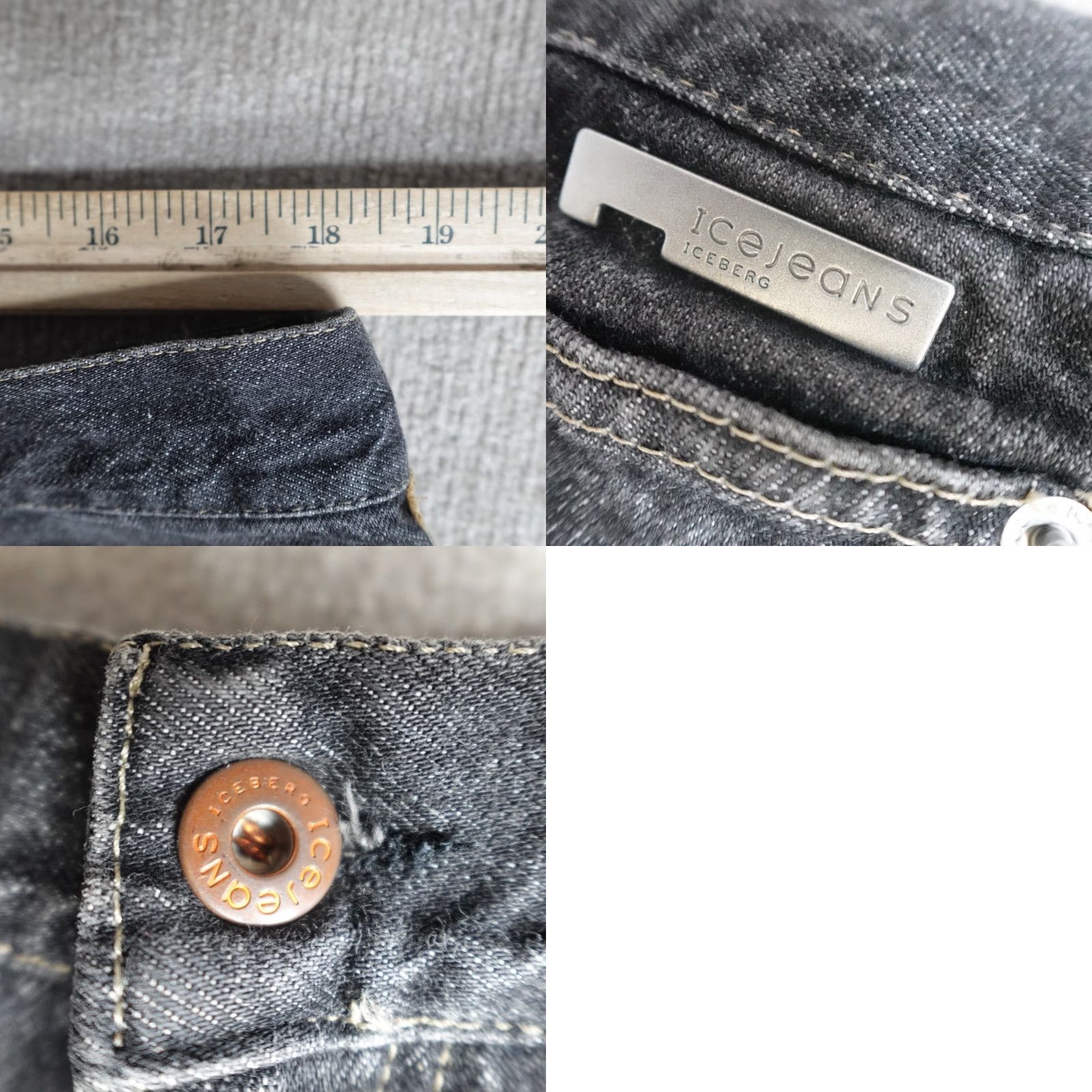 Vintage Iceberg Jeans 38 x 34 Black Cotton Baggy Wide Leg Embroidered Vintage Y2K Mens Denim Trousers 38 Regular Wide-Leg Men Size US 38 / EU 54 - 9 Thumbnail