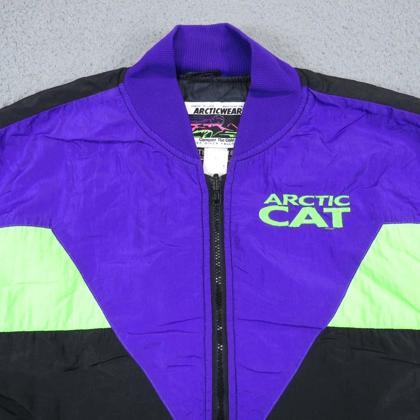 Vintage VINTAGE Arctic Cat Jacket Men Medium Purple Black Neon Insulated 80s Snowmobile Coat Size US M / EU 48-50 / 2 - 2 Thumbnail
