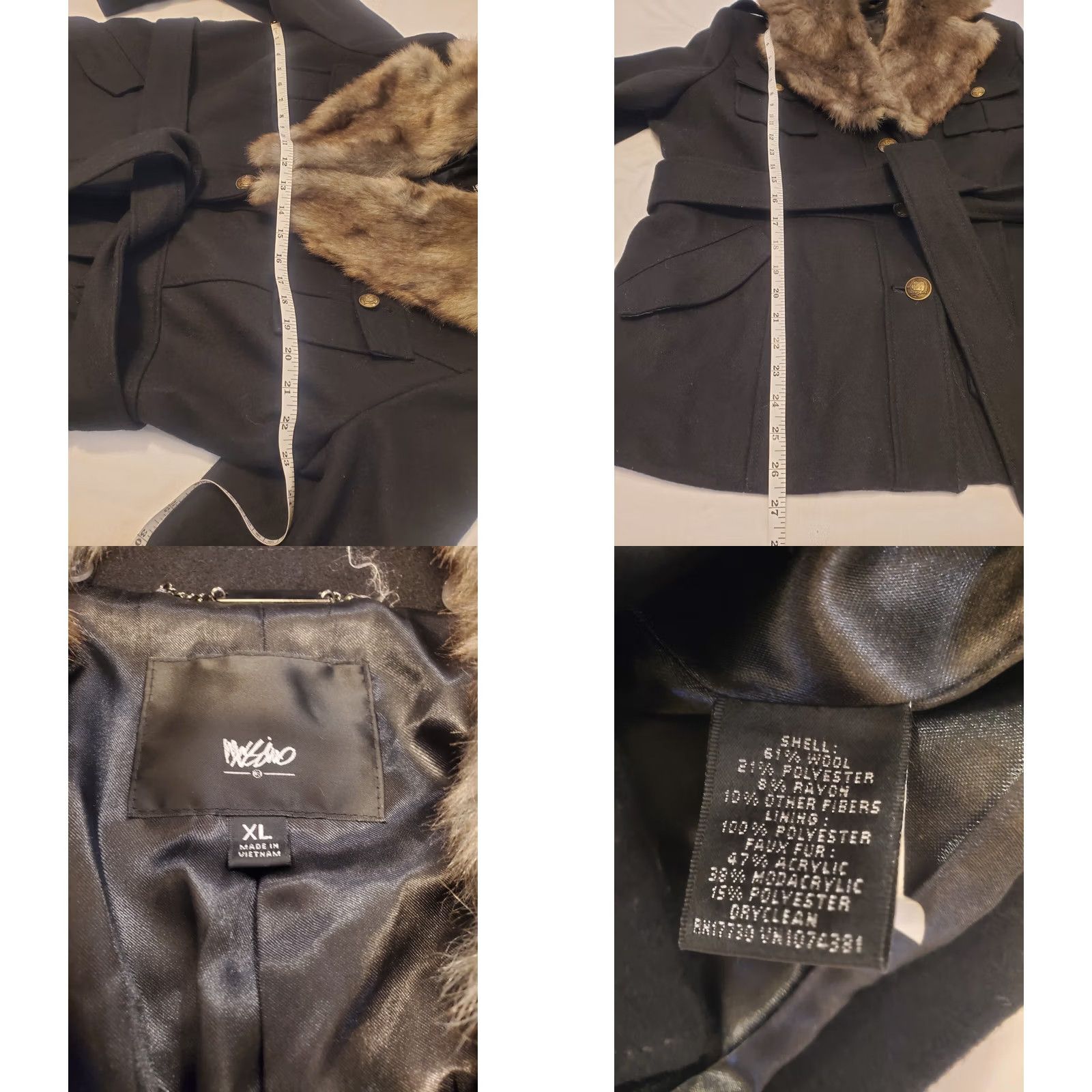 Mossimo VINTAGE MOSSIMO Peacoat XL Womens Y2K Wool Removeable Fur Collar Size XL / US 12-14 / IT 48-50 - 8 Thumbnail