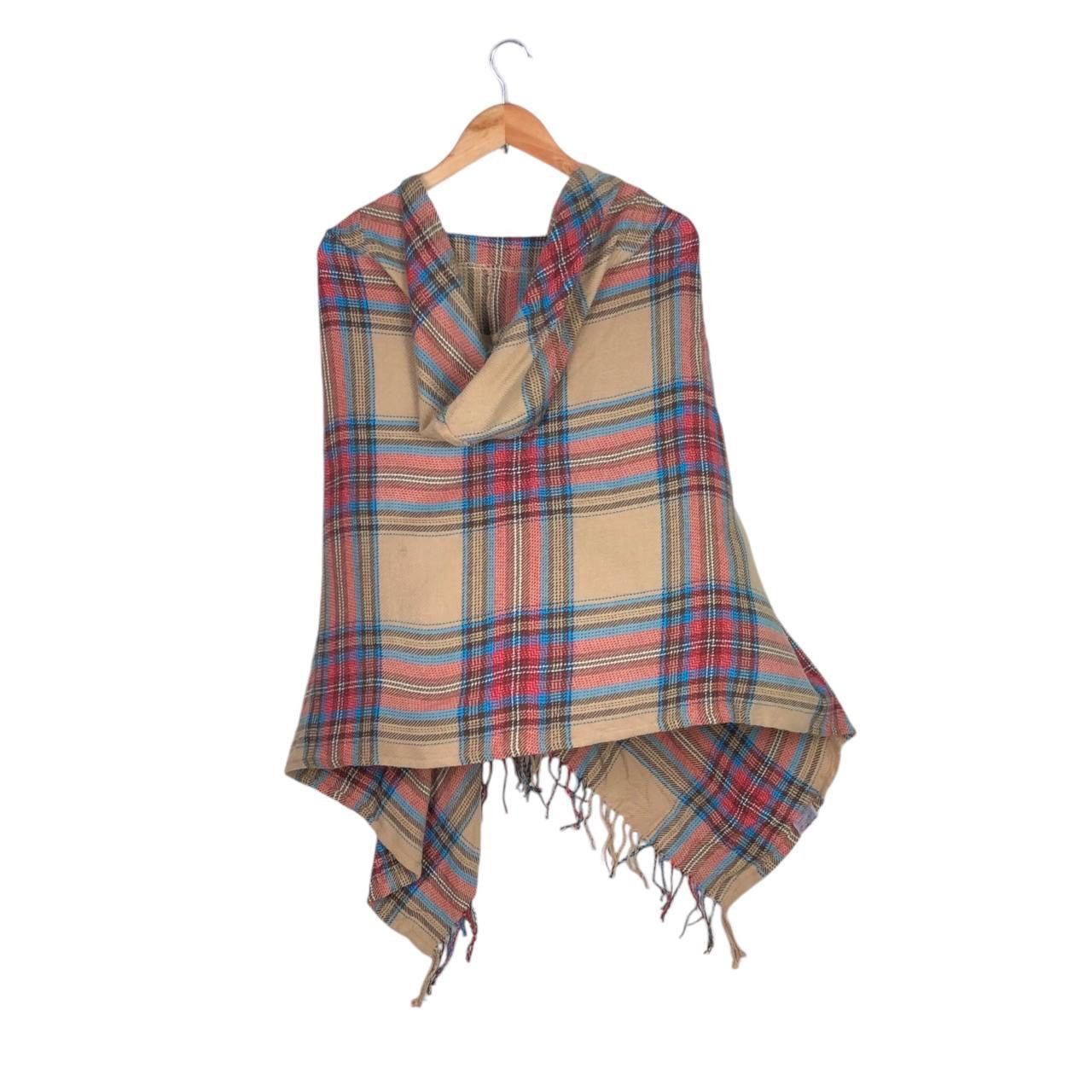 Cloak × Vintage Vintage Brown Checked Wool Poncho Cape Cloak Autumn Winter Size US L / EU 52-54 / 3 - 2 Thumbnail