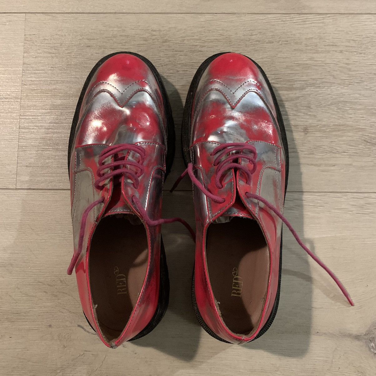 Red Valentino pink and silver lace up shoes