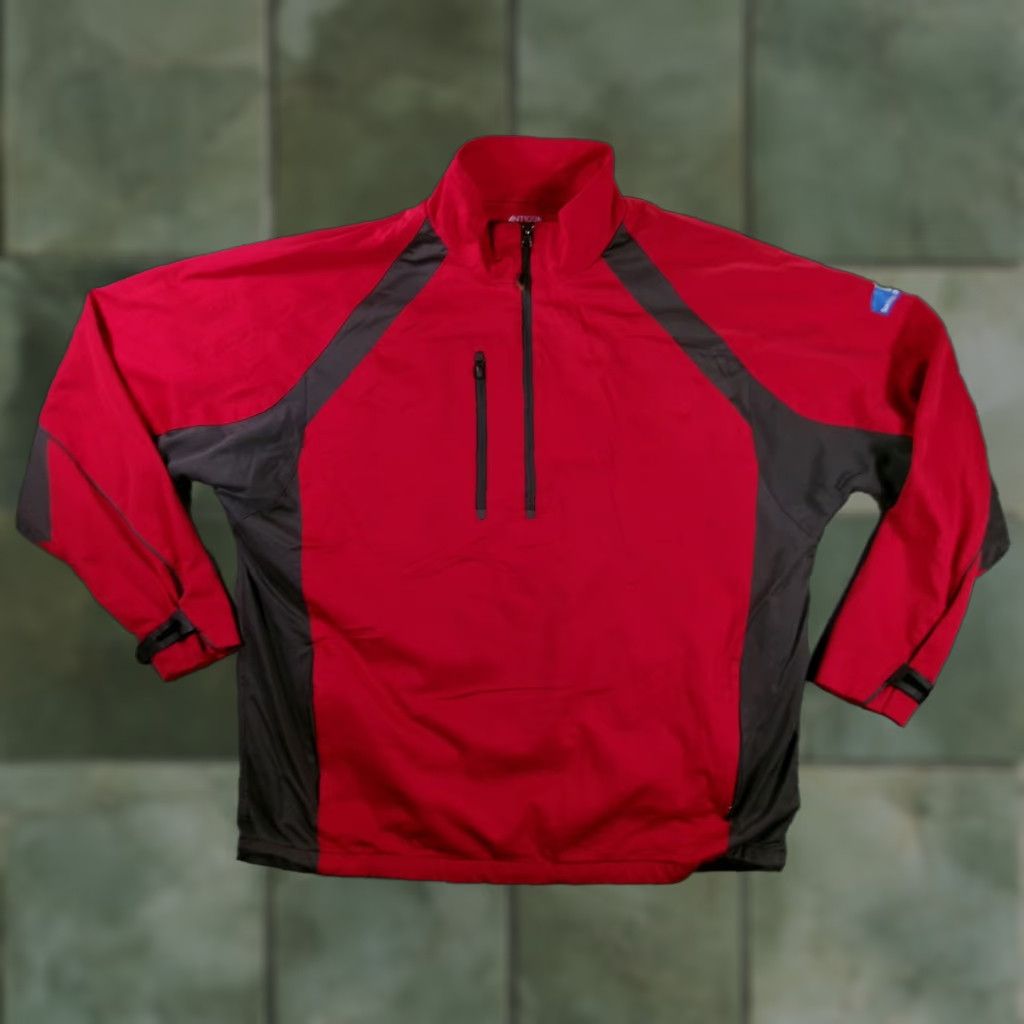 Vintage Savings Bank Of Maine Pullover Jacket Men Extra Large Red Gray Logo Quarter Zip Size US XL / EU 56 / 4 - 1 Thumbnail