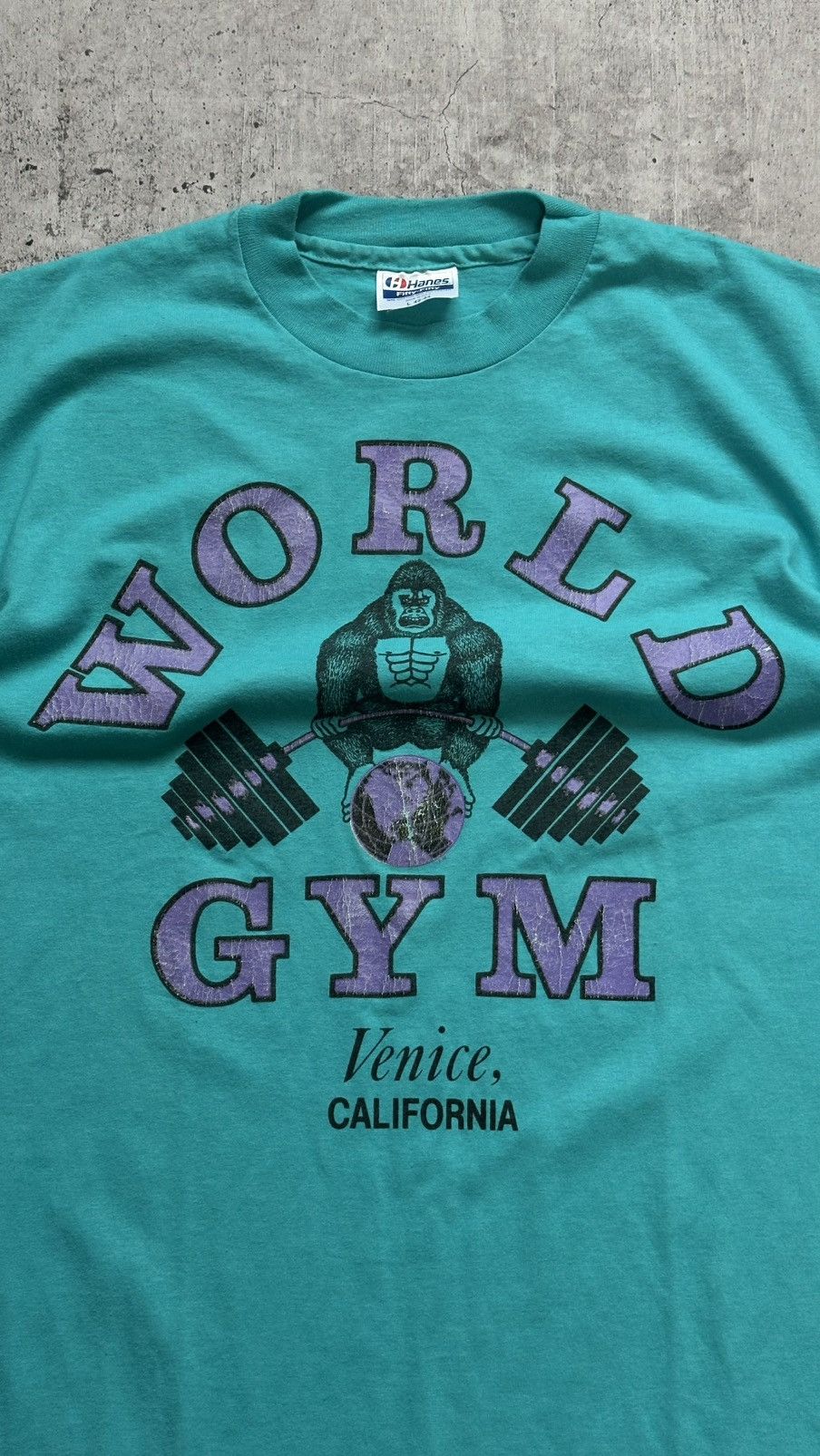 Vintage Vintage 90’s World Gym Venice California Single Stitch Tee Size US L / EU 52-54 / 3 - 4 Thumbnail