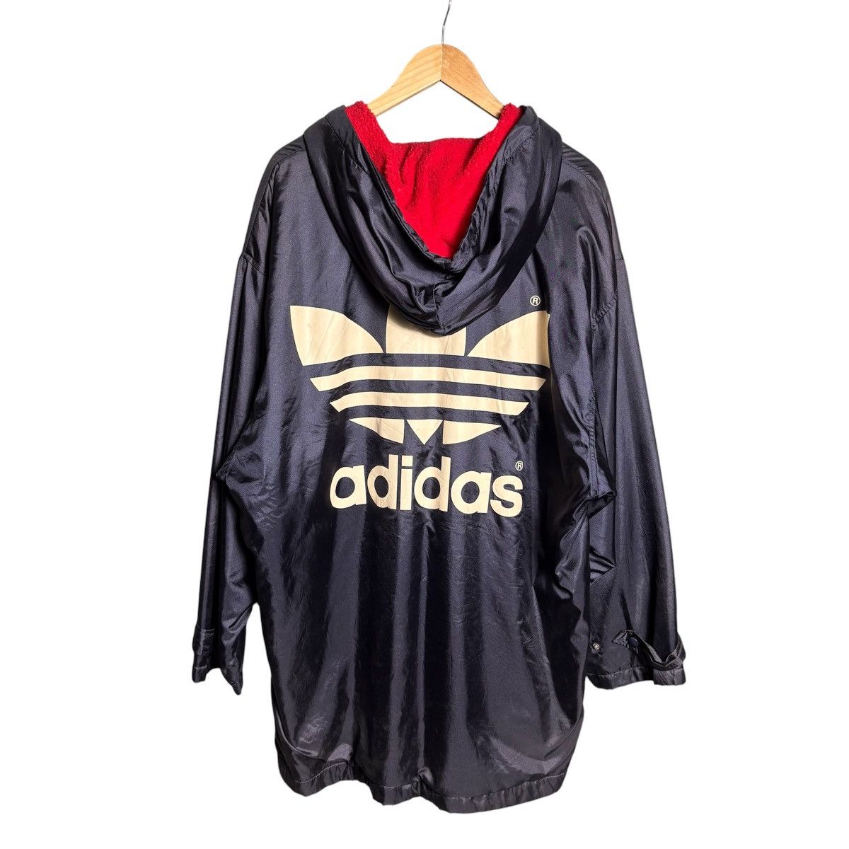 Adidas Vintage 90s Adidas Big Logo Navy Hoodie Jacket Coat / Japan Size US L / EU 52-54 / 3 - 1 Thumbnail