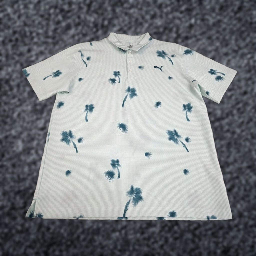 Puma Puma Mens Short Sleeve Button-Up Green/White Shirt Large Size US L / EU 52-54 / 3 - 1 Thumbnail
