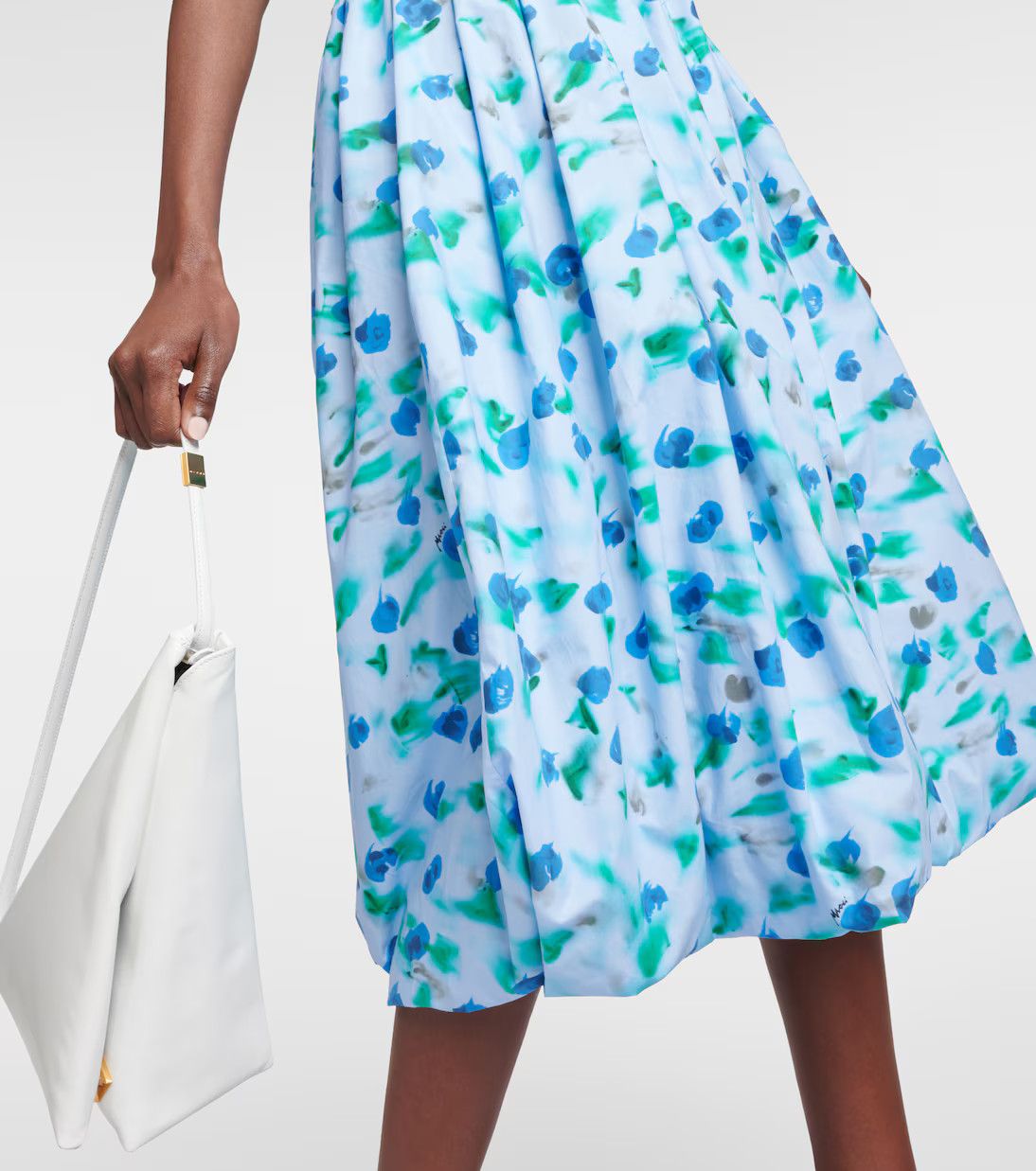 Marni oc11z0525 Floral Cotton Poplin Midi Dress in Blue Size XL / US 12-14 / IT 48-50 - 5 Thumbnail