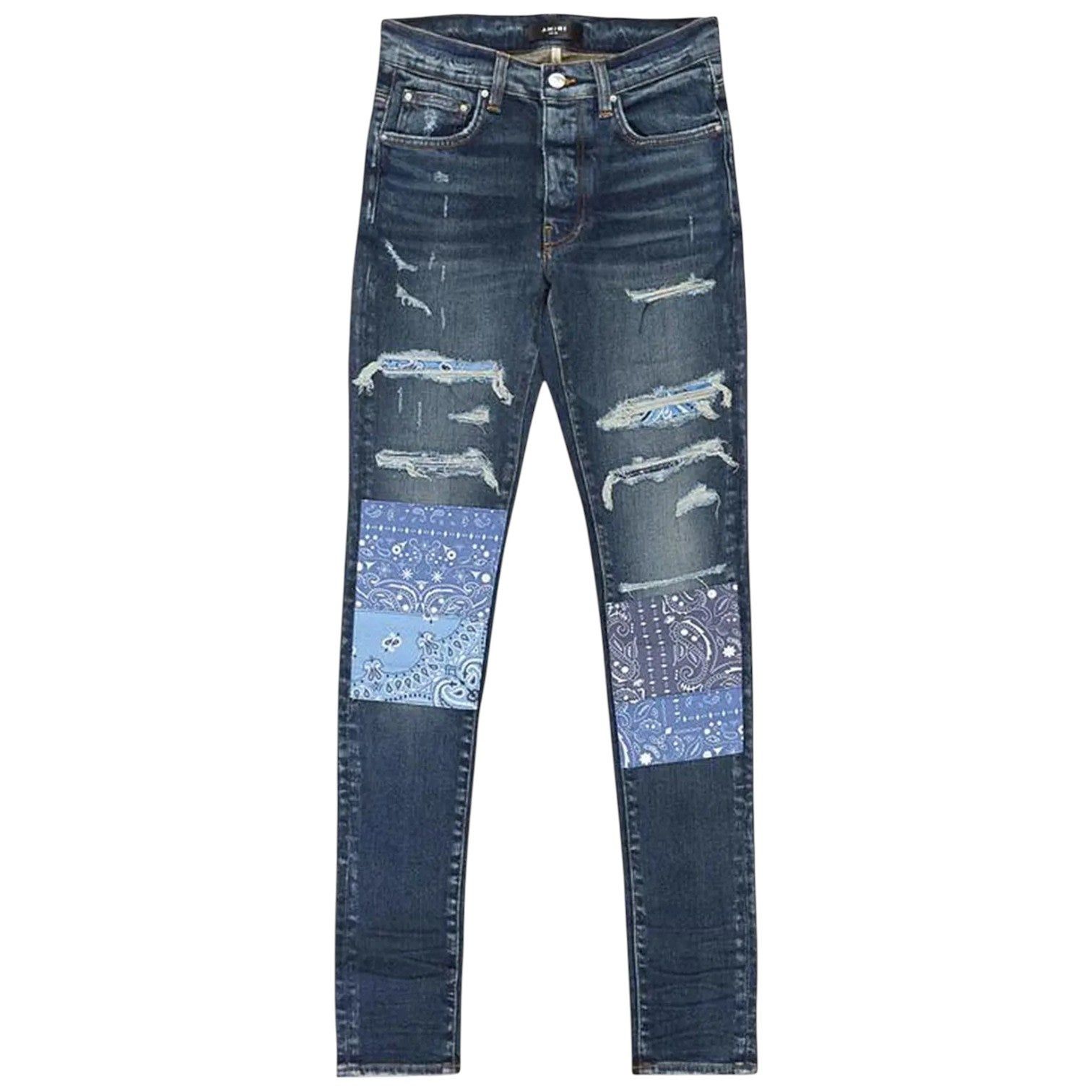 Amiri Bandana Artpatch Jeans Blue Size US 31 - 1 Thumbnail
