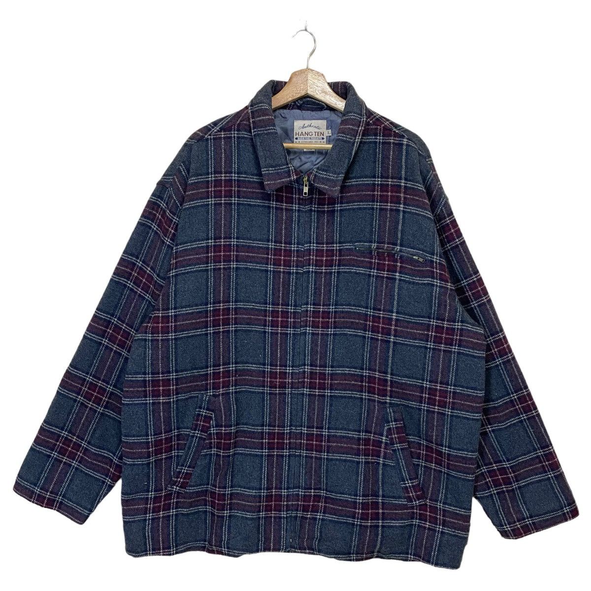 Japanese Brand Vintage 90s Hang Ten Fabric From Italy Zipper Jacket Size XL Size US XL / EU 56 / 4 - 1 Thumbnail