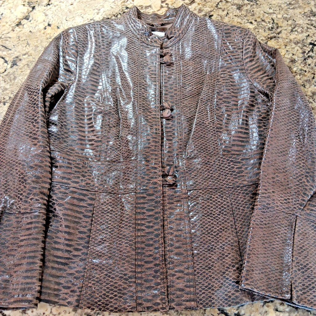 Other Guillaume Womens Leather Jacket In Rare Snake Print Design Size M / US 6-8 / IT 42-44 - 1 Thumbnail