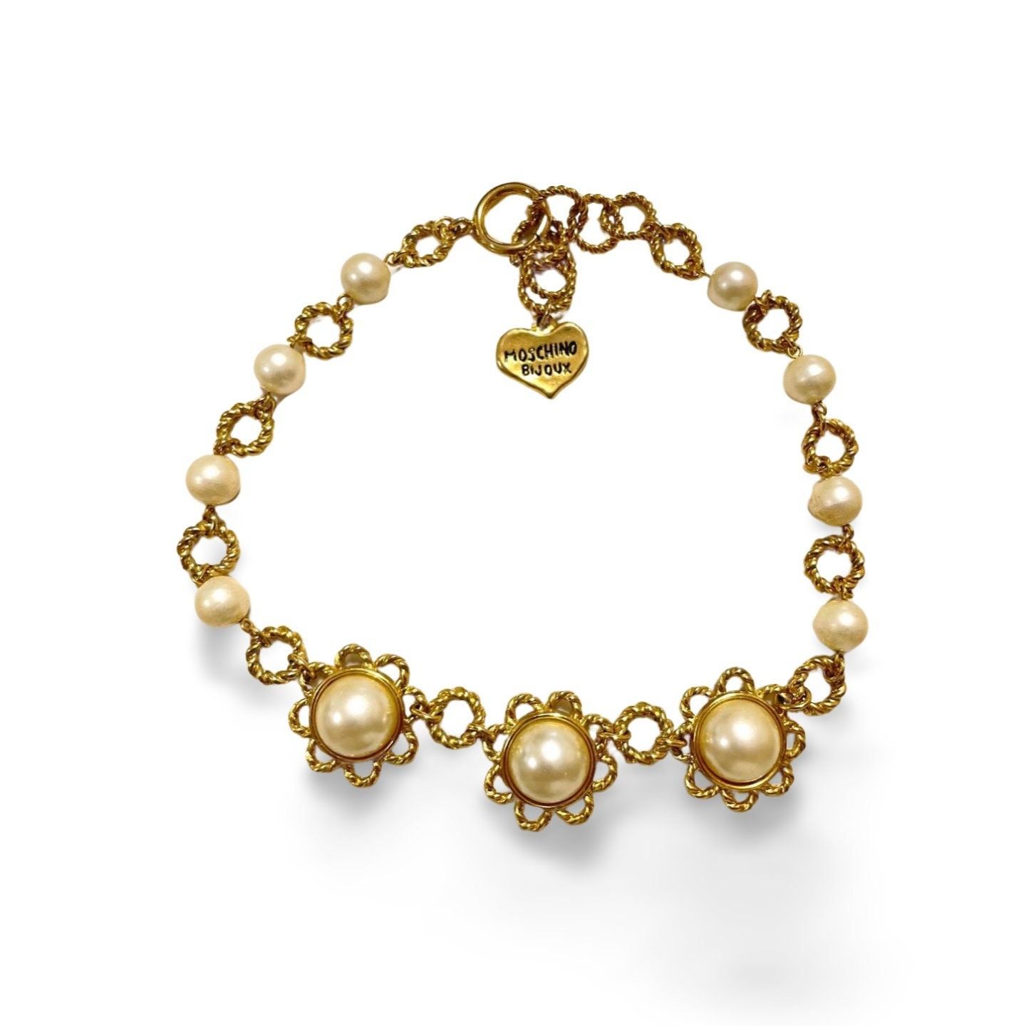 Moschino Vintage Moschino twisted chain necklace with pearl flowers Size ONE SIZE - 1 Thumbnail
