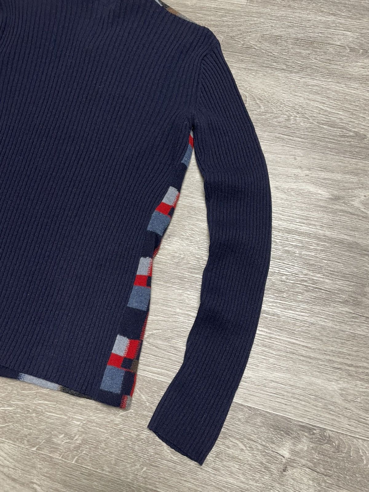 Dolce & Gabbana Dolce Gabbana Multicolored Checkered Pattern V-Neck Sweater Size L / US 10 / IT 46 - 24 Thumbnail