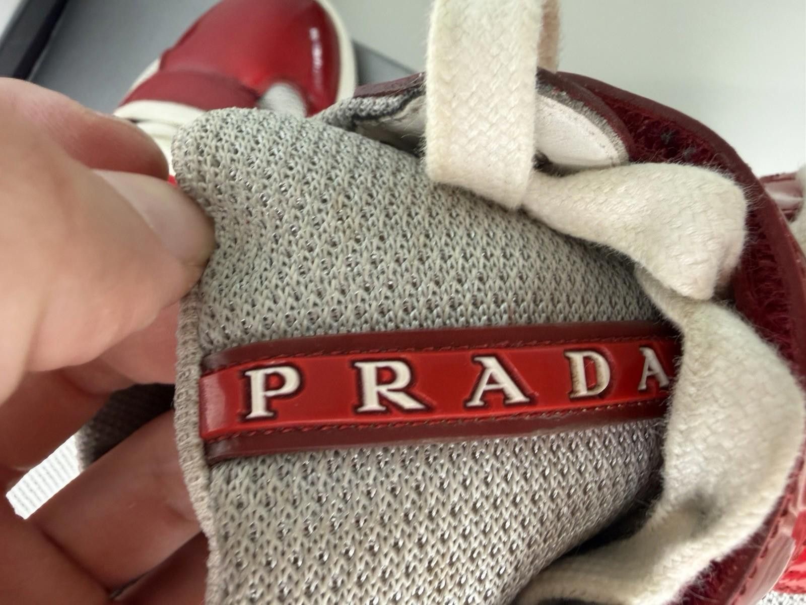Prada Prada America’s Cup High Top Sneakers Red Silver Patent SZ 9 Size US 9 / EU 42 - 6 Thumbnail