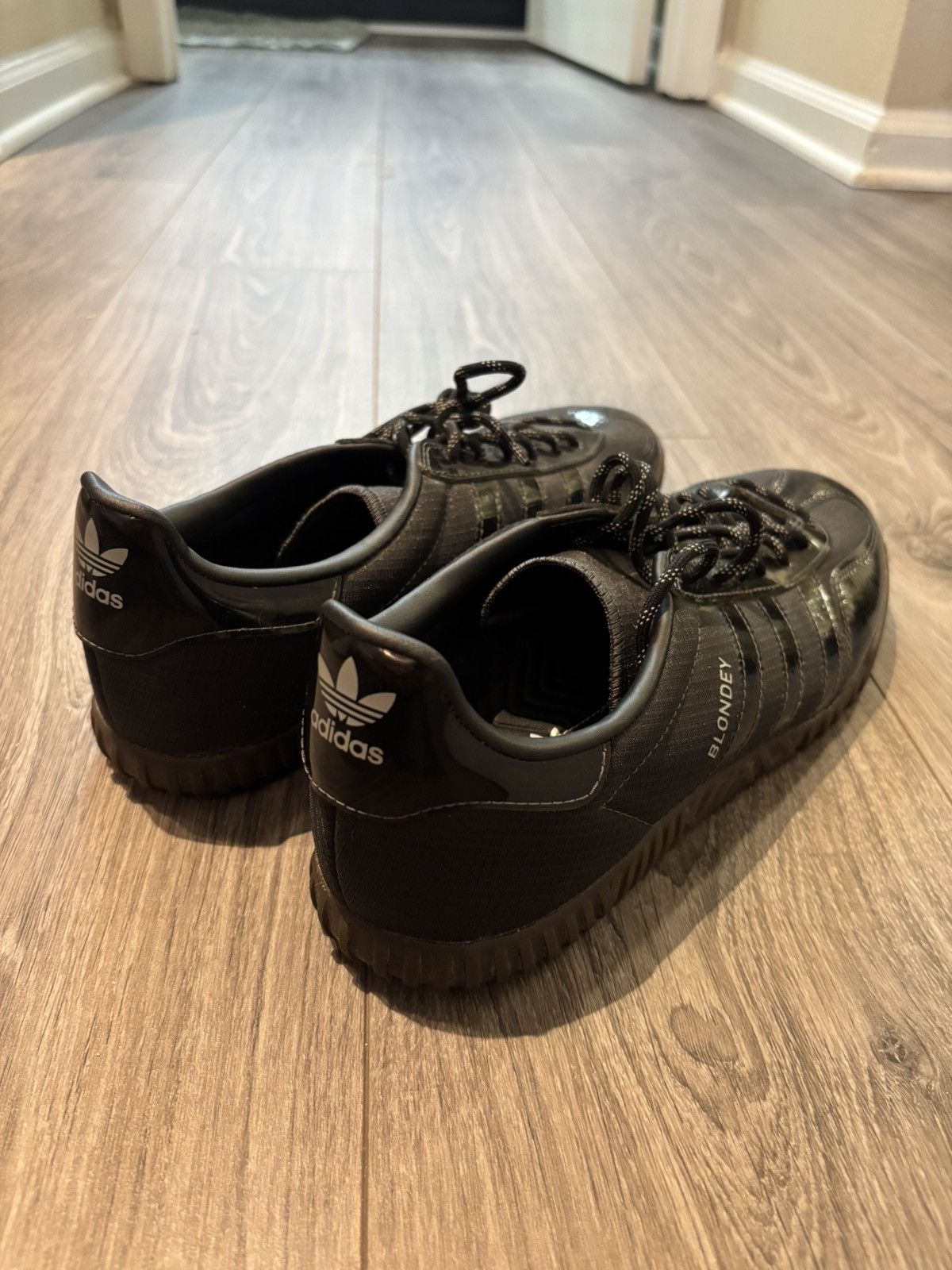 Adidas × Thames MMXX. ADIDAS Blondey Mccoy X Gazelle Indoor Sneakers - Grey/Black Size US 10 / EU 43 - 2 Thumbnail