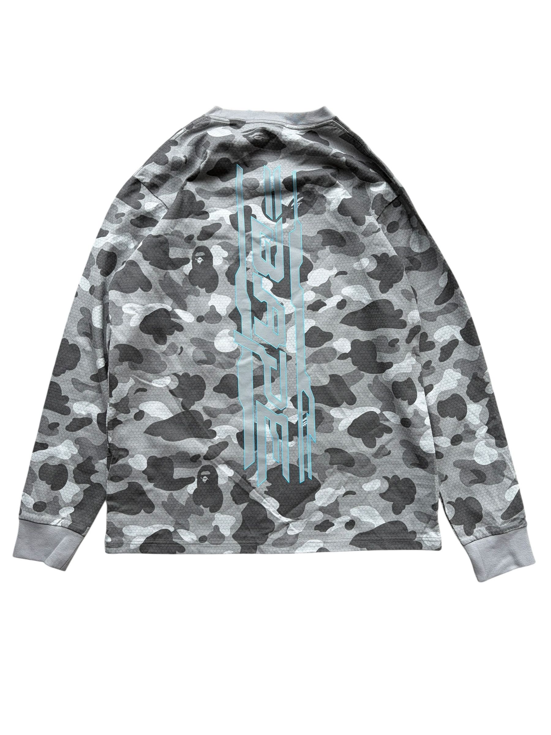 Bape Bape Grey Camo Honeycome Space System Longsleeve T-Shirt Size US L / EU 52-54 / 3 - 2 Thumbnail
