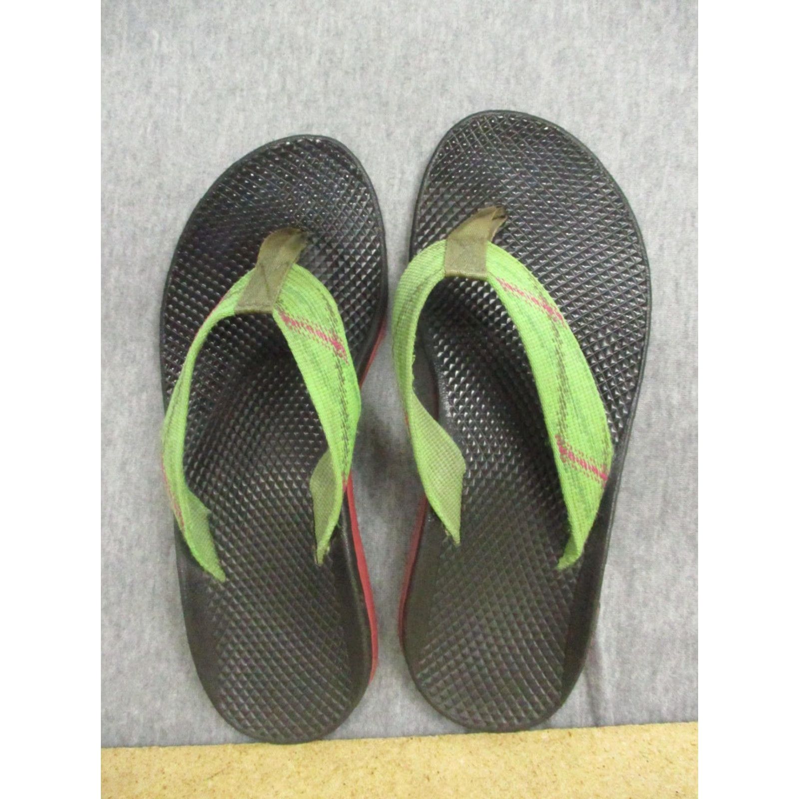 Chaco Chaco Flip Sandals Womens 9 Black Green Thong Flip Flops Outdoor EcoTread Sl ip On Size US 9 / IT 39 - 2 Thumbnail