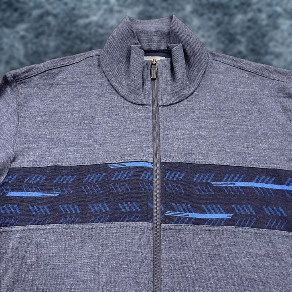 Icebreaker Icebreaker Mens Large Blue Full Zip Wool Sweater Cardigan Knit Mock Neck Winter Fall Spring Size US L / EU 52-54 / 3 - 1 Thumbnail