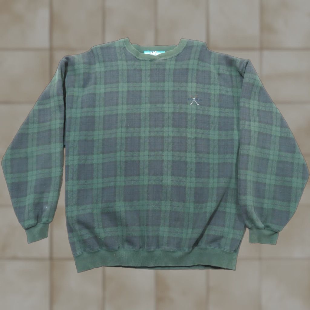 Big Dogs VINTAGE Big Dogs Sweater Shirt Mens M Green Plaid Golf Crew Neck Long Sleeve Pullover Heavyweight 90s Y2K Fall Winter Spring Size US M / EU 48-50 / 2 - 1 Thumbnail