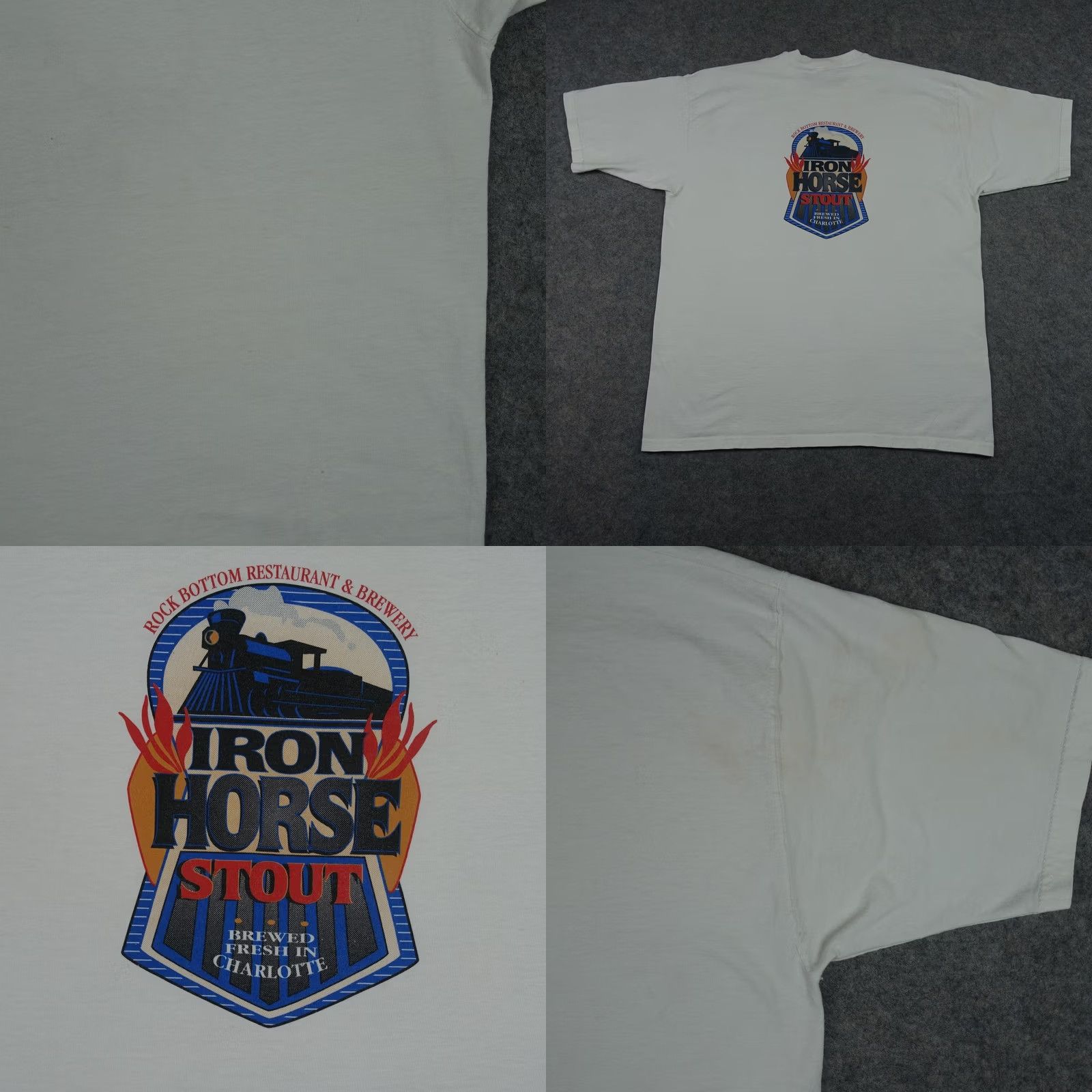 Fruit Of The Loom VINTAGE Fruit of the Loom Shirt Mens XL White Rock Bottom Brewery Beer Train Logo Stout Iron Horse Charlotte Size US XL / EU 56 / 4 - 8 Thumbnail