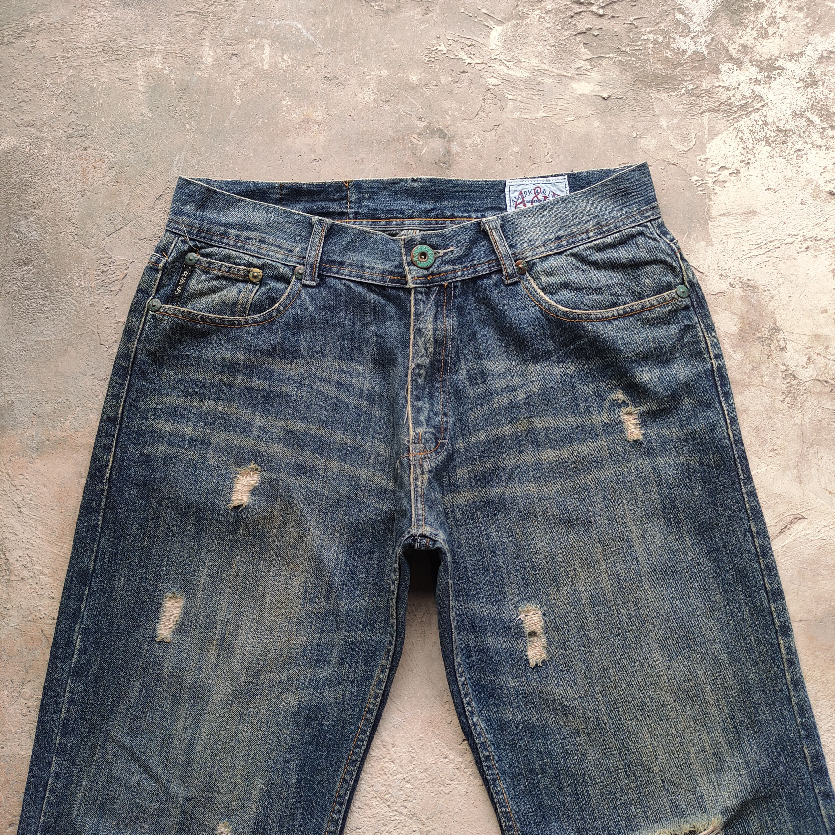 Jean × Vintage W36 VINTAGE AMERICA FIRST DISTRESSED FADED JEANS PANTS Size US 36 / EU 52 - 2 Thumbnail