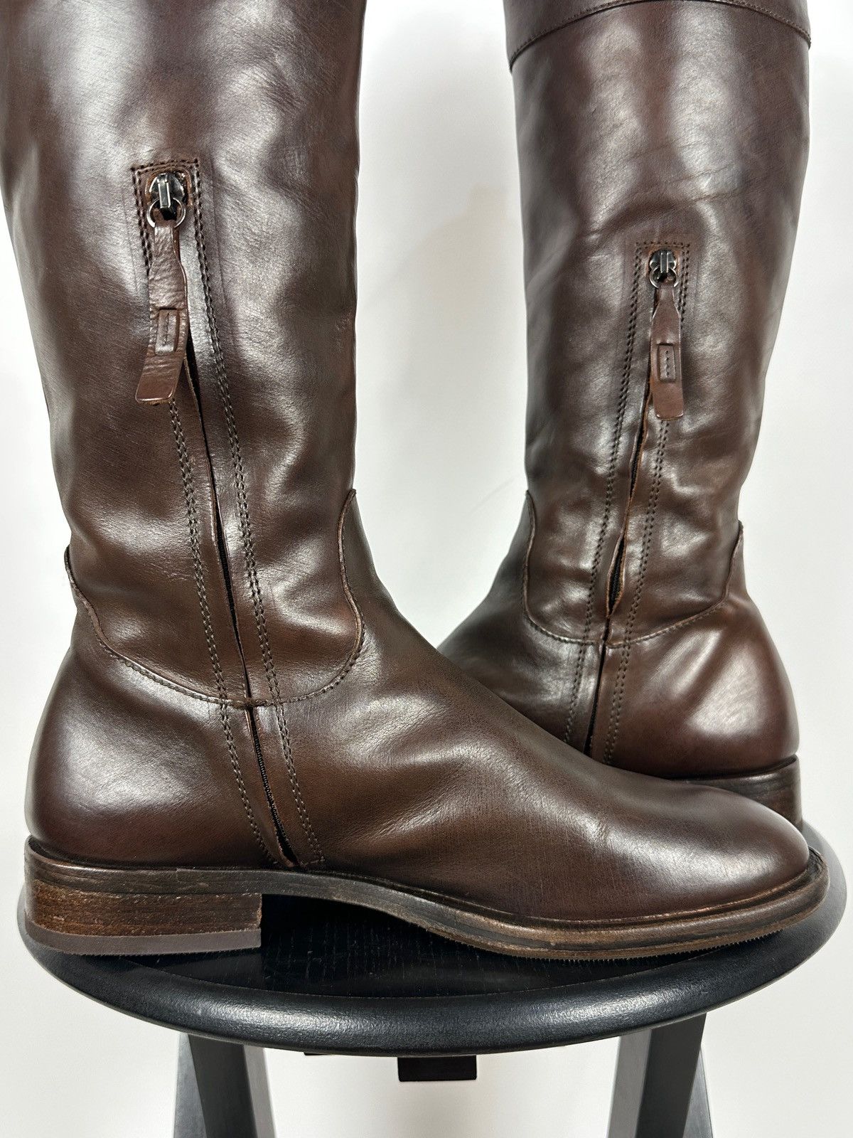 Brunello Cucinelli Brunello Cucinelli Brown Leather Riding Boots Size US 10 / IT 40 - 17 Thumbnail