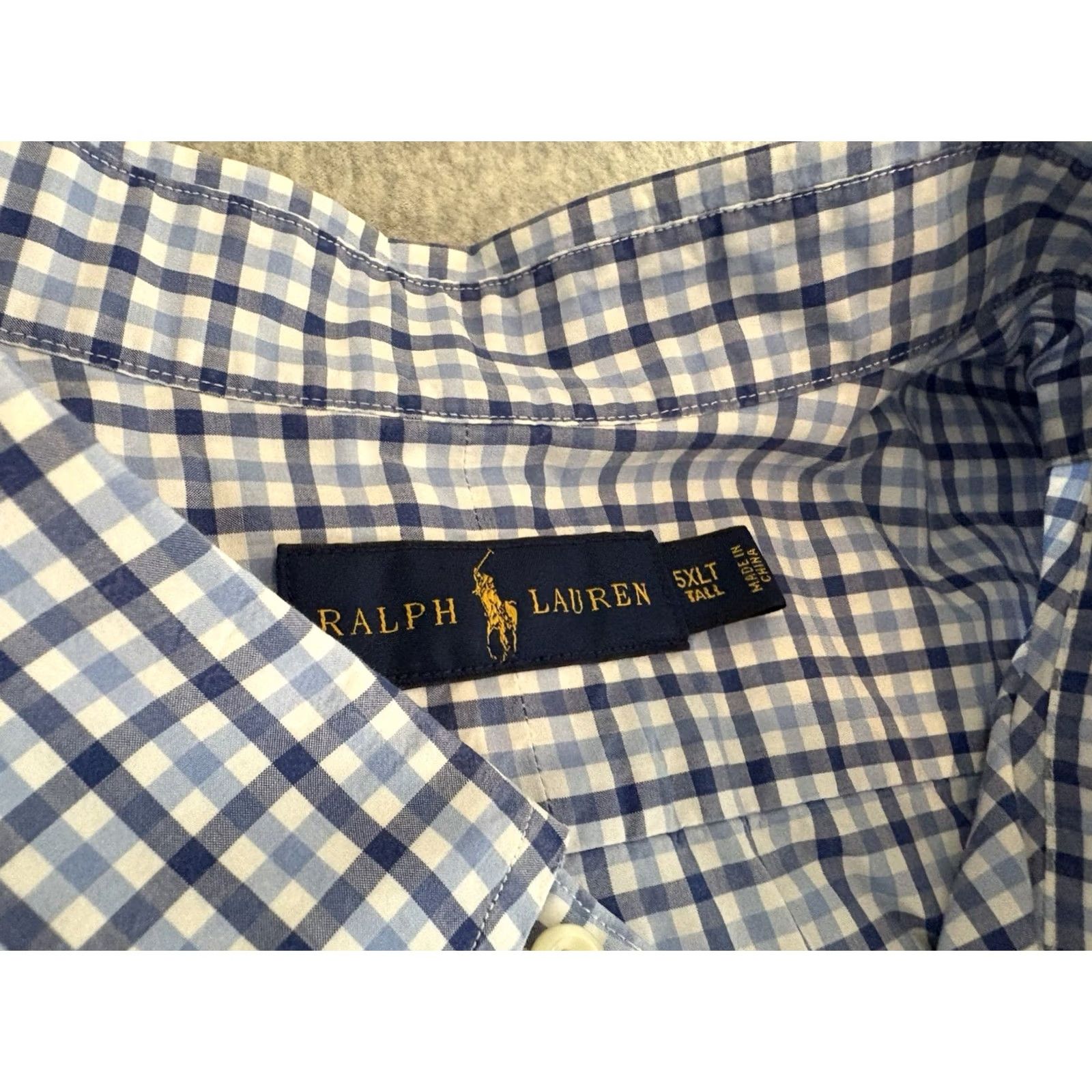 Polo Ralph Lauren VINTAGE Polo Ralph Lauren Long Sleeve Button-Up Pony Shirt Men 5XLT Blue White Check Polo Ralph Lauren Shirt 5XLT Mens Long Sleeve Check Shirt Size US XXL / EU 58 / 5 - 3 Thumbnail