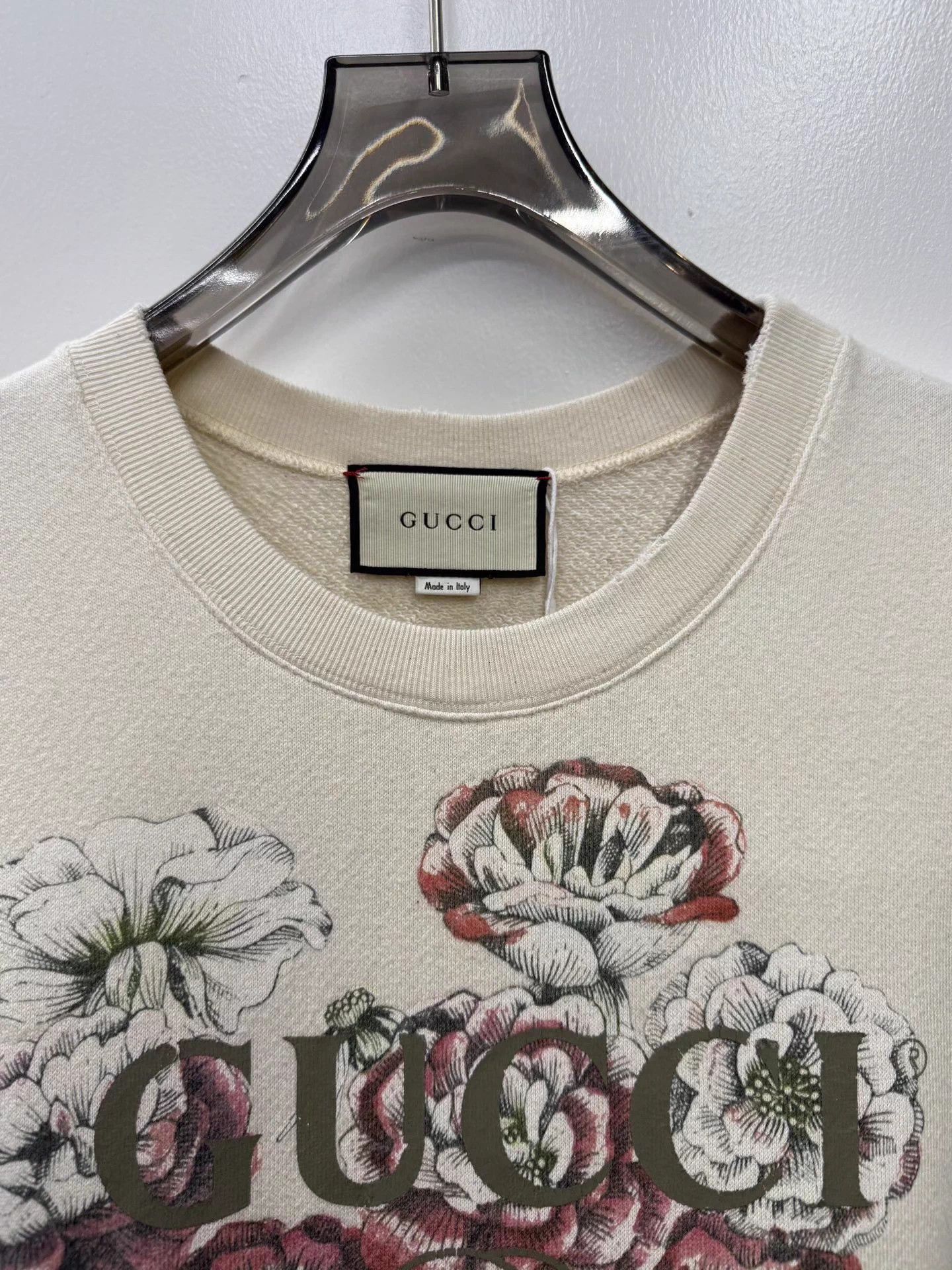 Gucci Gucci White Floral Print Distressed Crew Neck Sweatshirt Size S / US 4 / IT 40 - 3 Thumbnail
