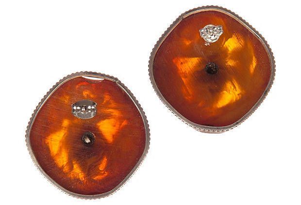 Designer African Sterling Silver Amber Earrings Size ONE SIZE - 4 Thumbnail