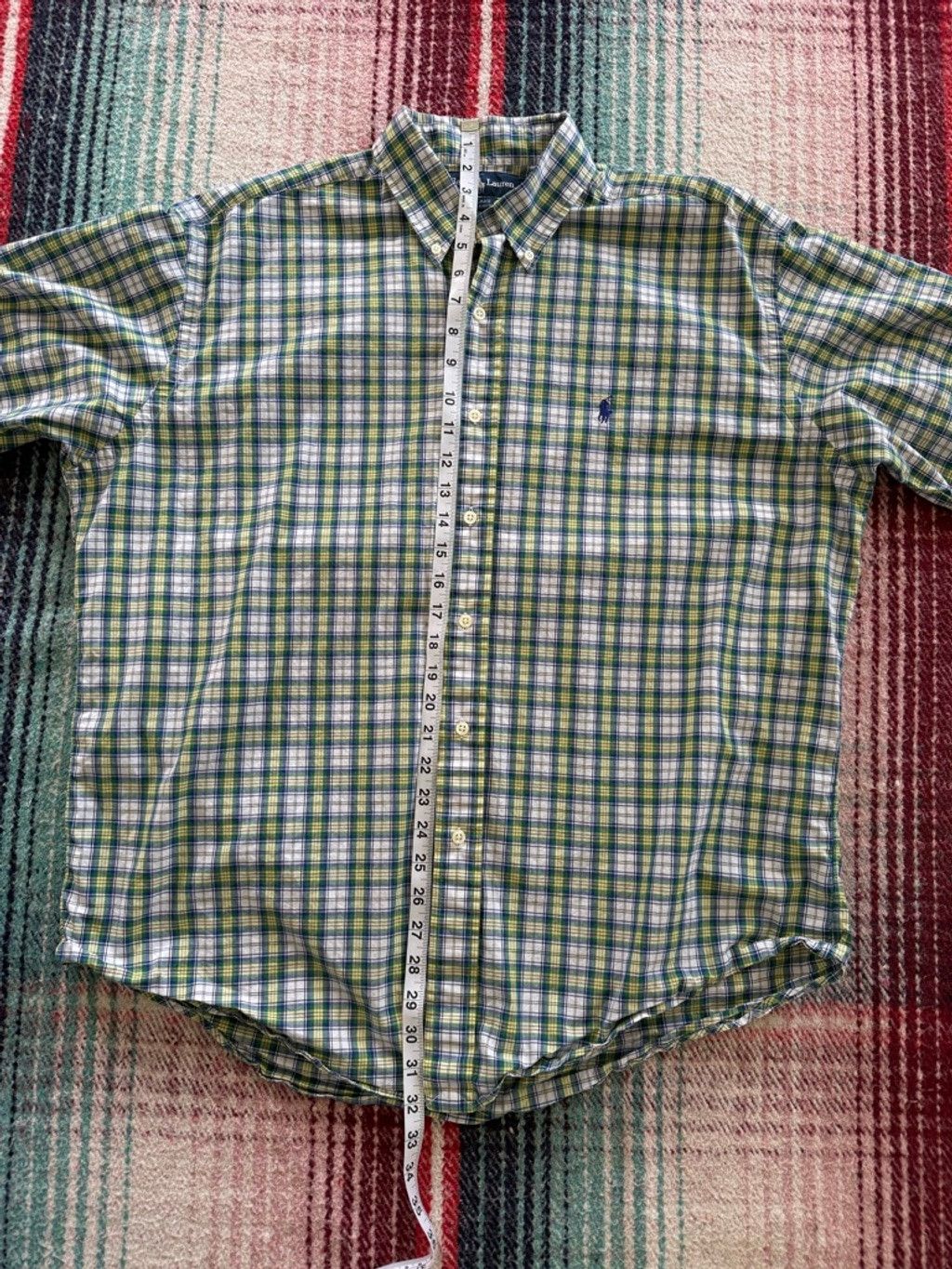 Ralph Lauren × Vintage Men's Ralph Lauren Casual Button Down Shirt L Green Blue Pla Size US L / EU 52-54 / 3 - 6 Thumbnail
