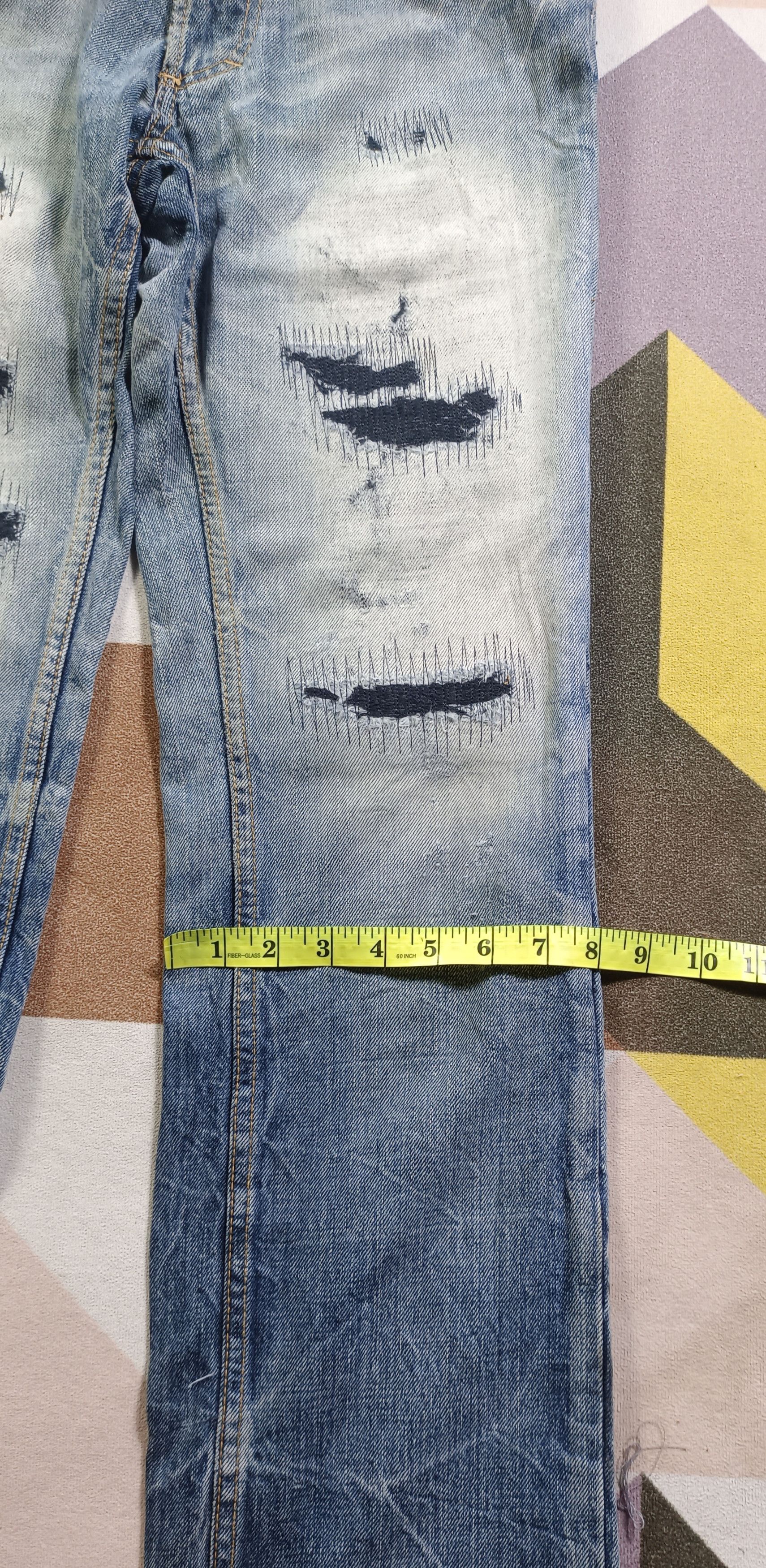 If Six Was Nine × Japanese Brand Army Of no! Honeycomb Distressed Jeans Size US 31 - 16 Thumbnail