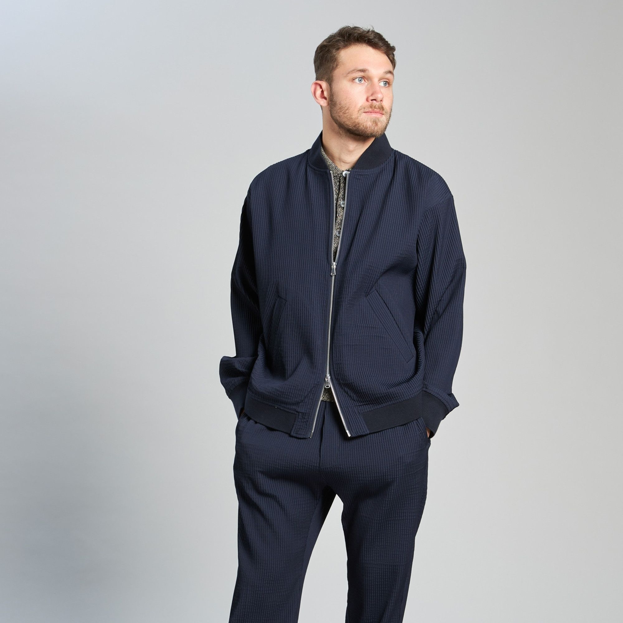 Barena Barena Oversized Light Bomber Jacket - Navy Virgin Wool Size US S / EU 44-46 / 1 - 12 Thumbnail