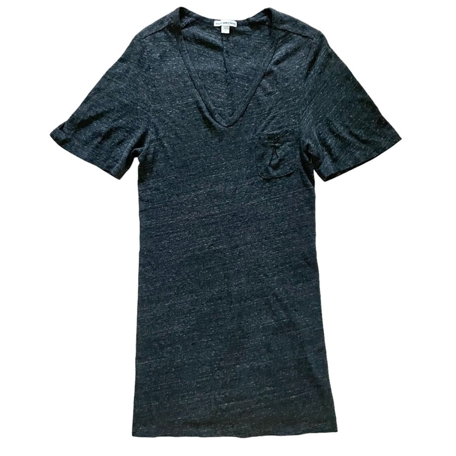James Perse James Perse Heather Black Scoop V-Neck T-Shirt Dress Size S / US 4 / IT 40 - 2 Thumbnail