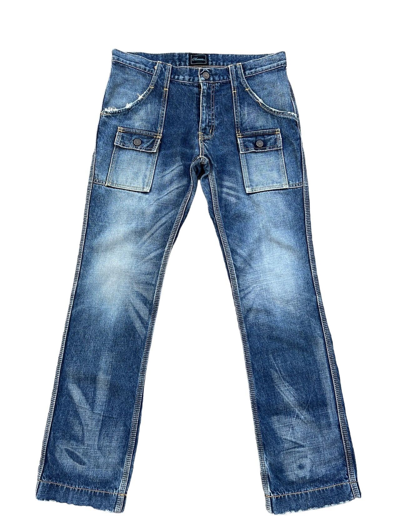 Vintage Acoustic Japan Fade Blue Denim Flare Jeans Bush Pant