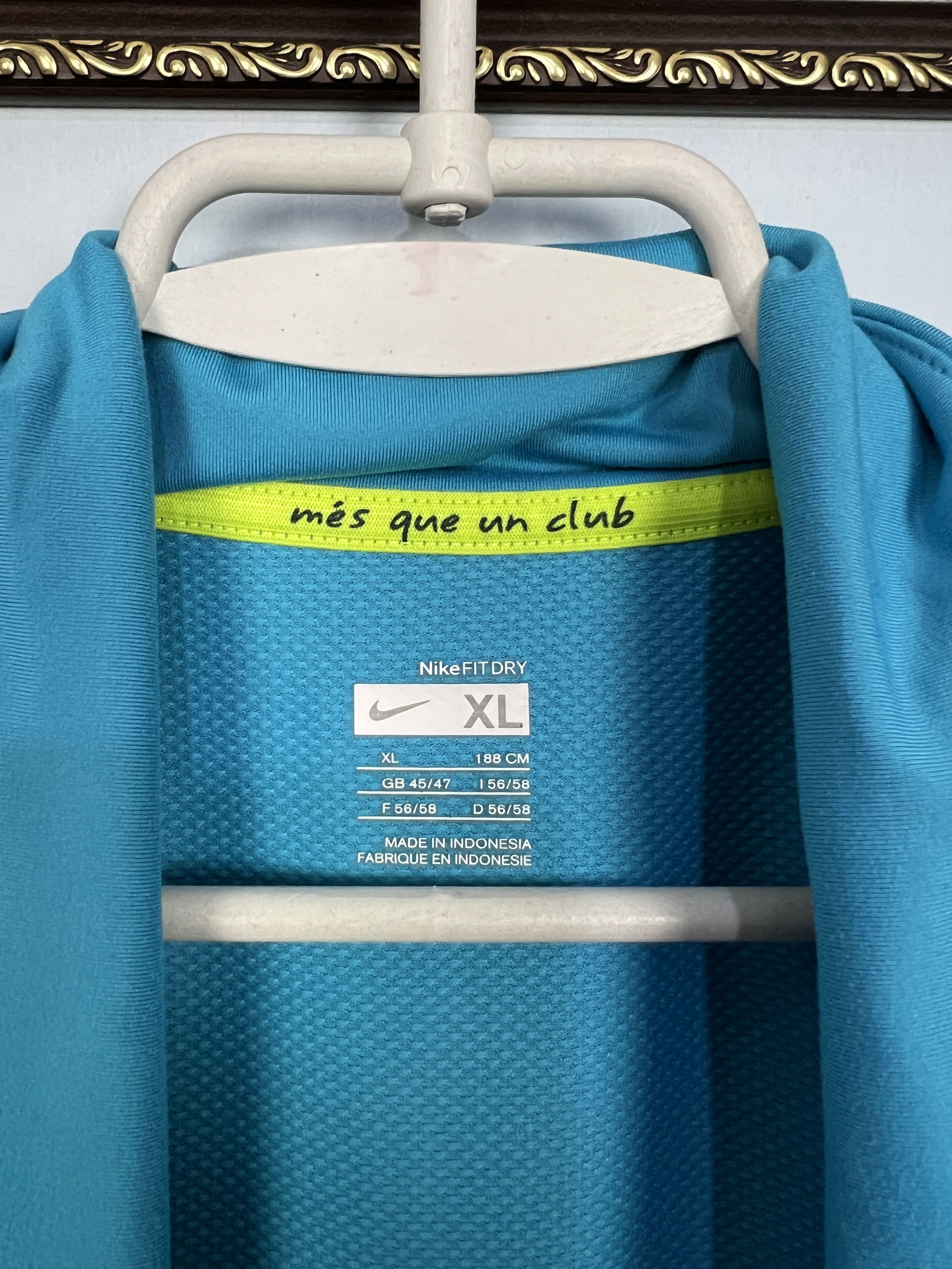 Nike Barcelona Away Football shirt 2007 Soccer Nike Blue Jersey Size US XL / EU 56 / 4 - 8 Thumbnail