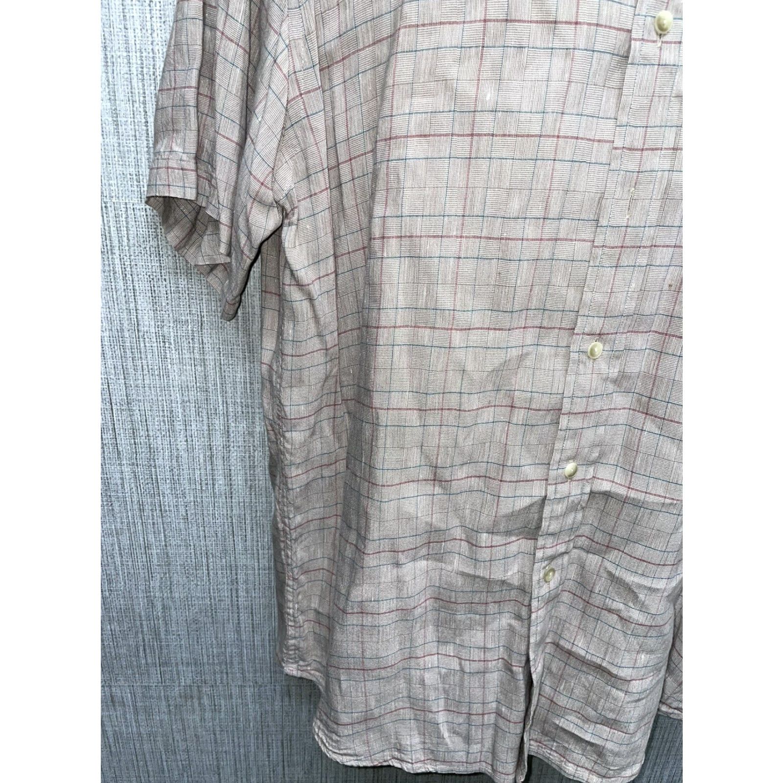 Pendleton Pendleton Shirt Plaid Short Sleeve Button-Down Beige Linen L Mens Size US L / EU 52-54 / 3 - 4 Thumbnail